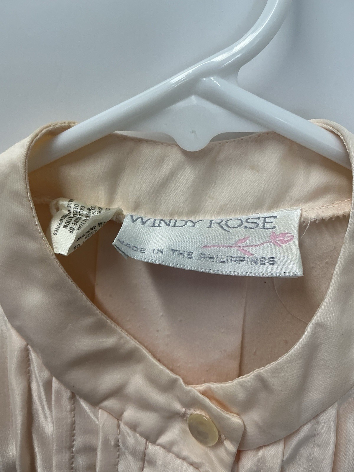 Windy Rose Vintage Nightgown Size Small Blush Embroidery Pleats