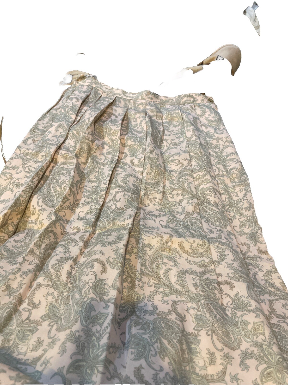 Vtg David Brooks Skirt 2 Piece Set Pink Paisley 90s Short Sleeve Modest Size 10