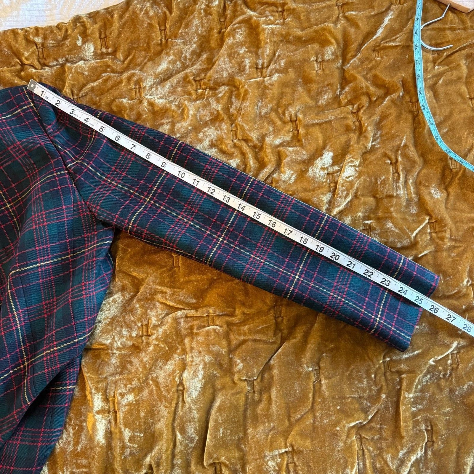 Vintage Pendleton Tartan Plaid Velvet Collar Blazer 6 Tall