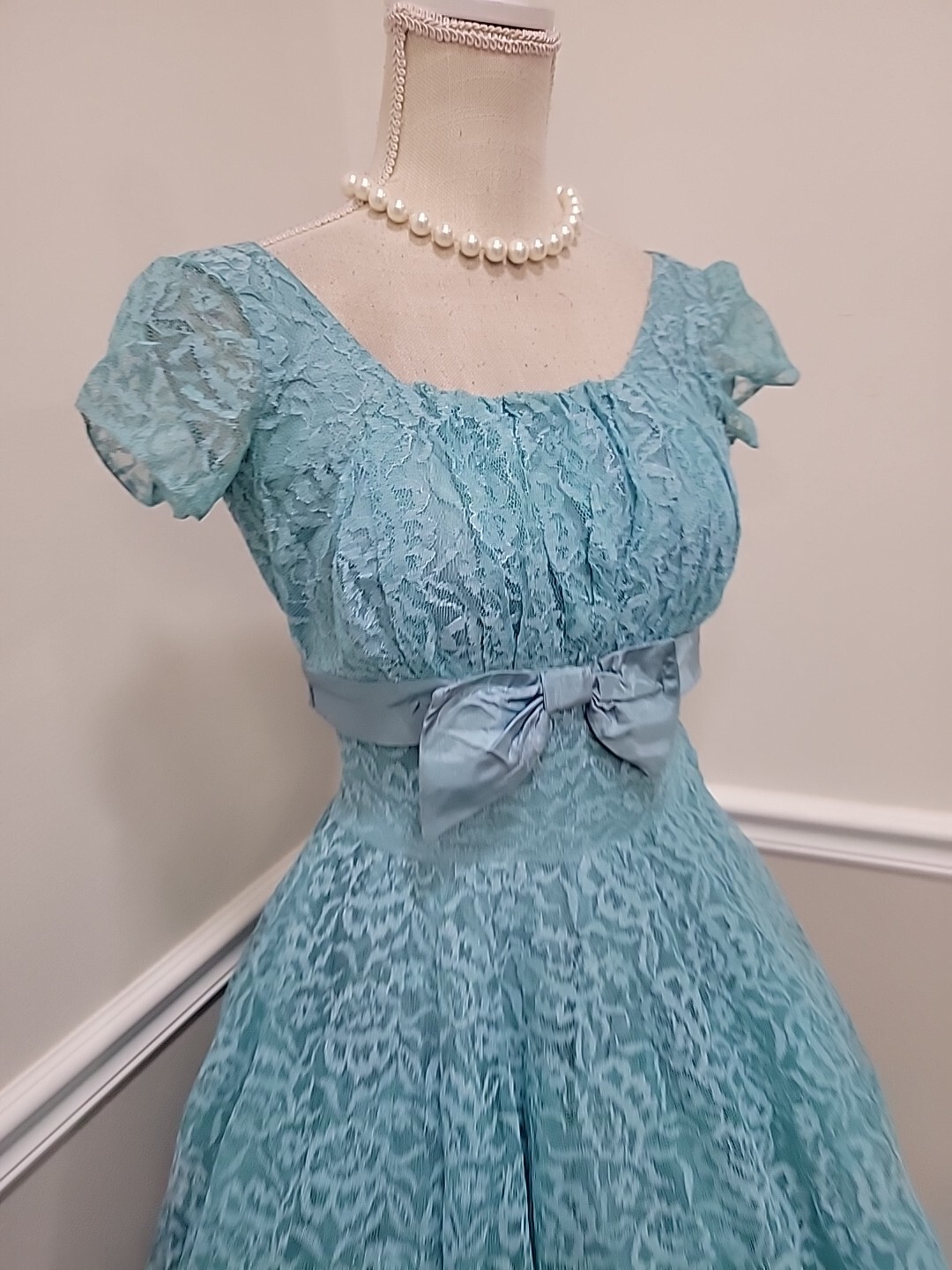 Vintage 1950’s Mid-Century Lace Tulle Party Prom Maxi Dress Circle Skirt