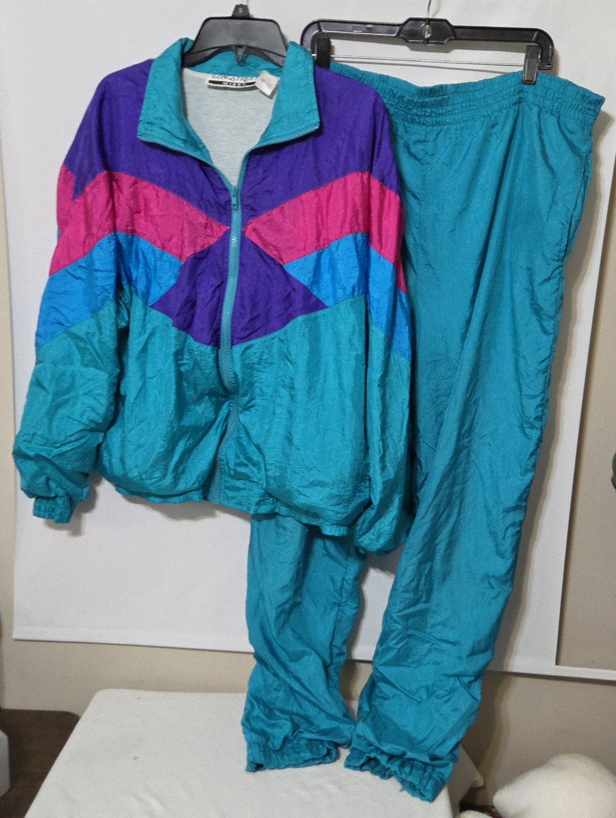 VTG 90’s Longstreet Missy Windbreaker Tracksuit Set Multi Colorblock SIZE Large
