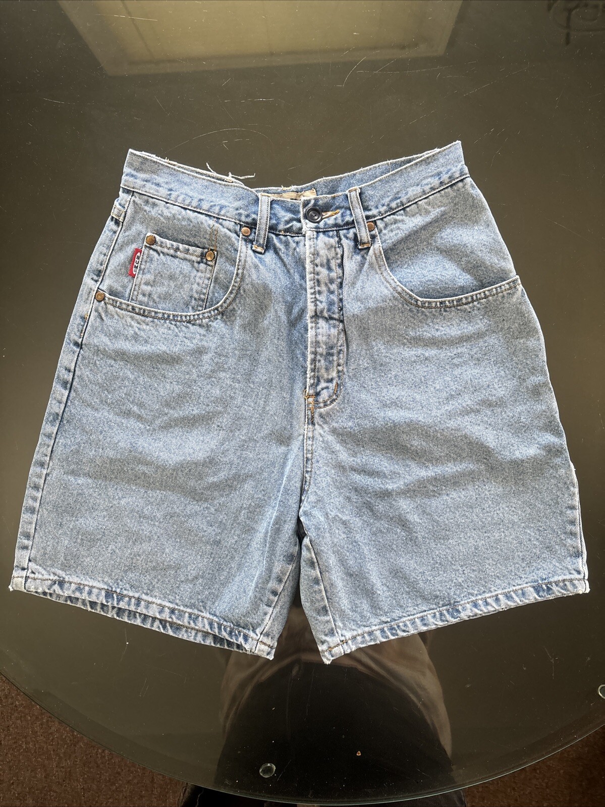 90s Moms Jean Shorts Bum Equipment Juniors 11 Hong Kong Light Blue High Waisted