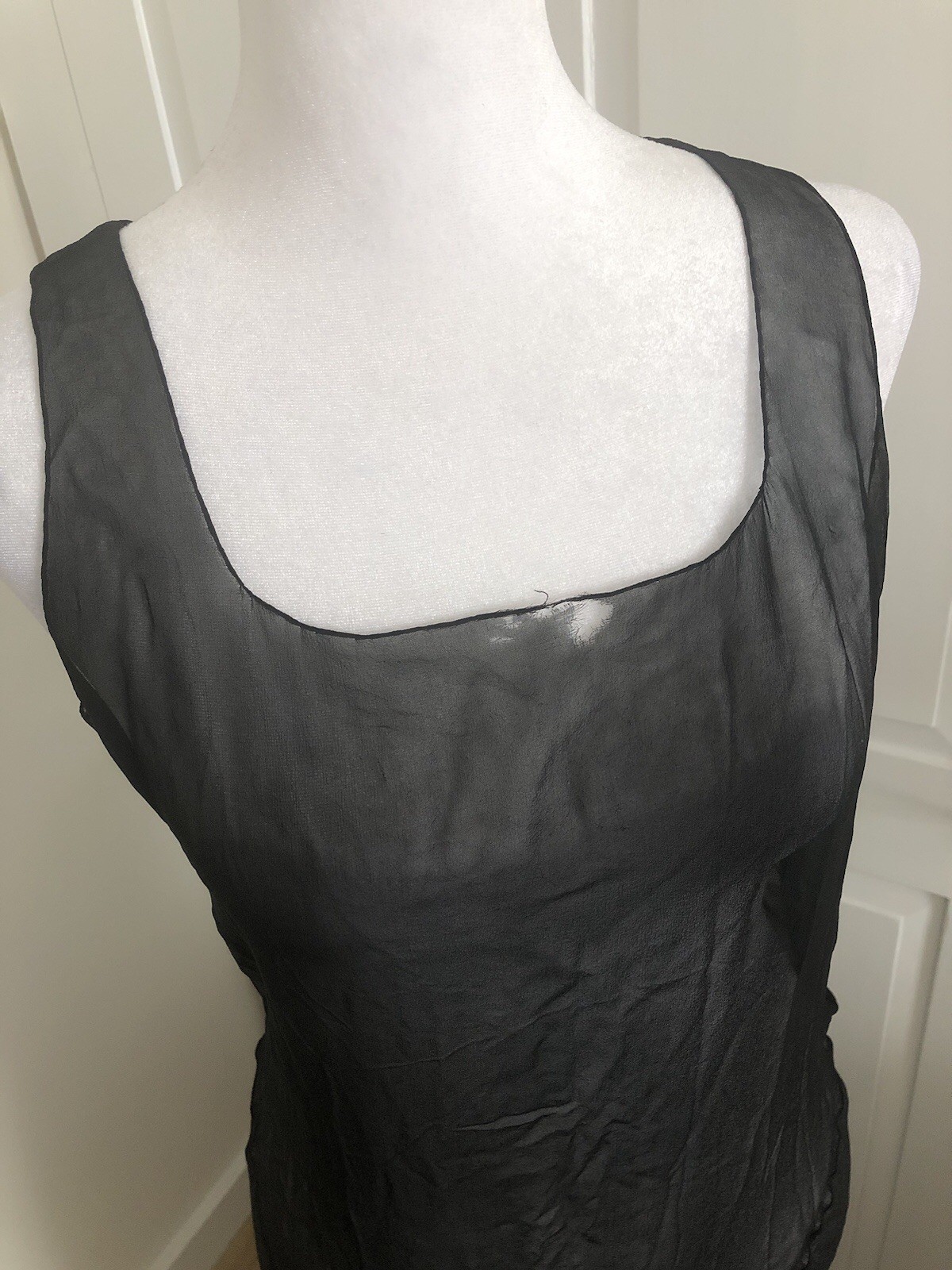 Vintage 1920s 1930s Sheer Black Slip Dress XS S Sexy Goth Silk Overdress ArtDeco