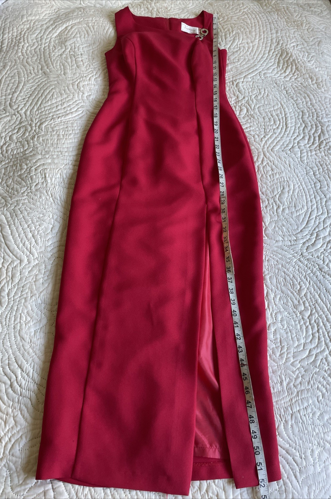 90s Minimalist Size AU 8 XS Red One Shoulder Silver Chain Evening Dress Y2K EUC