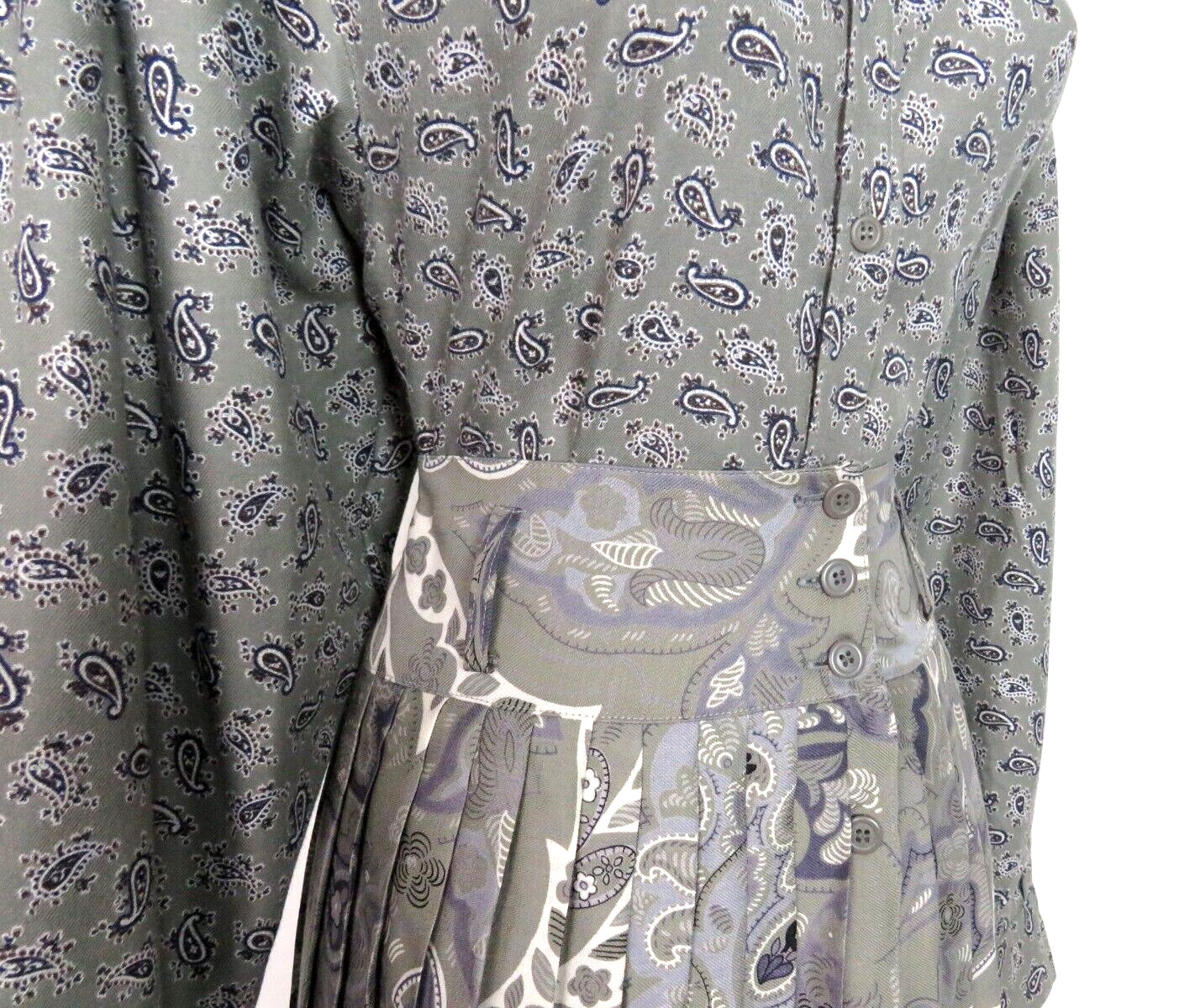 VTG 1980s MONDI SIZE 34 PAISLEY GRAY SKIRT & BLOUSE SET COTTON MODAL BLEND