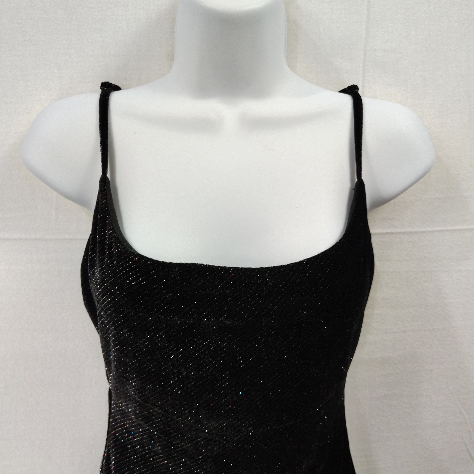 Vintage 90s Dress 3/4 Asymmetric Y2K Black Glitter Velvet Grunge Whimsigoth Mini