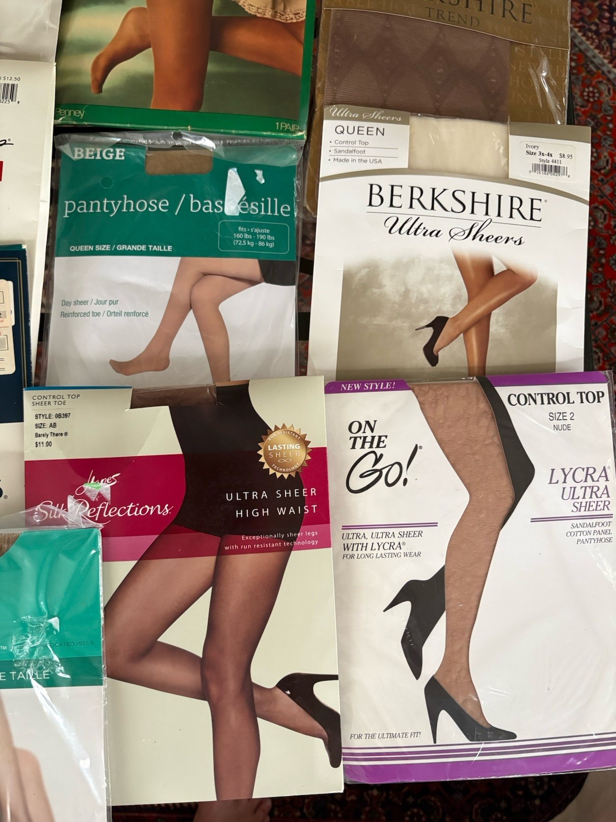 Lot of 27 Pairs of Vintage Pantyhose And Thigh High Mixed Colors Sizes Styles
