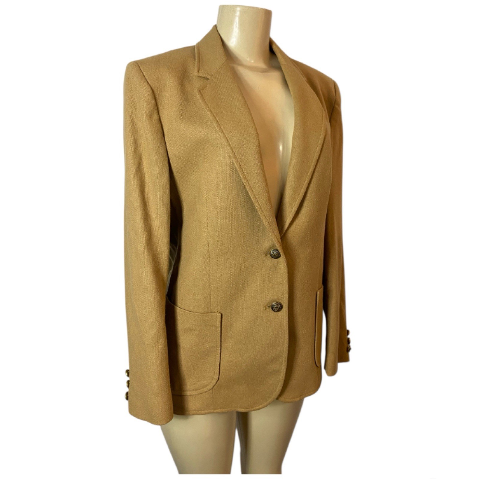 Y2K L.S. Ayres & Co Wool Blend Camel Blazer Jacket Equestrian Riding Size 12
