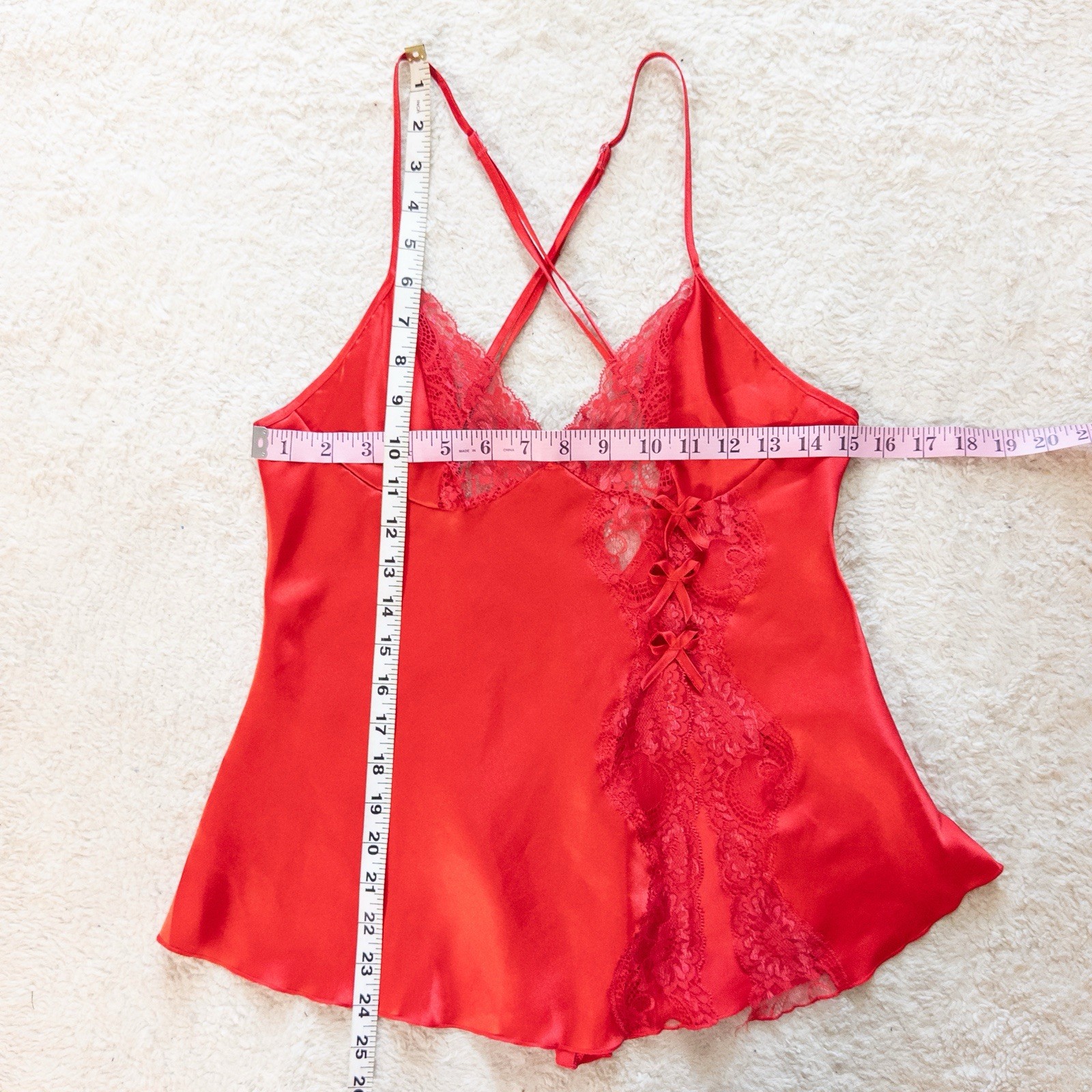 Vintage Shirley Of Hollywood Red Cami Slip Size S Sexy Silky Feminine Sissy