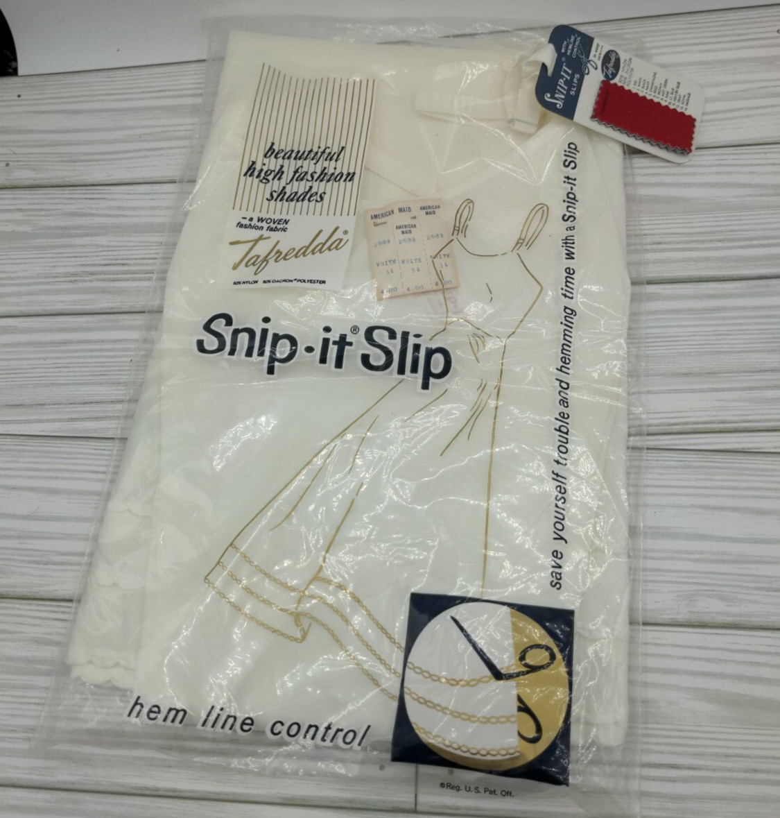 Tafredda Ladies Adjustable Snip It Slip Ivory/White 34″ New Old Stock 1960’s