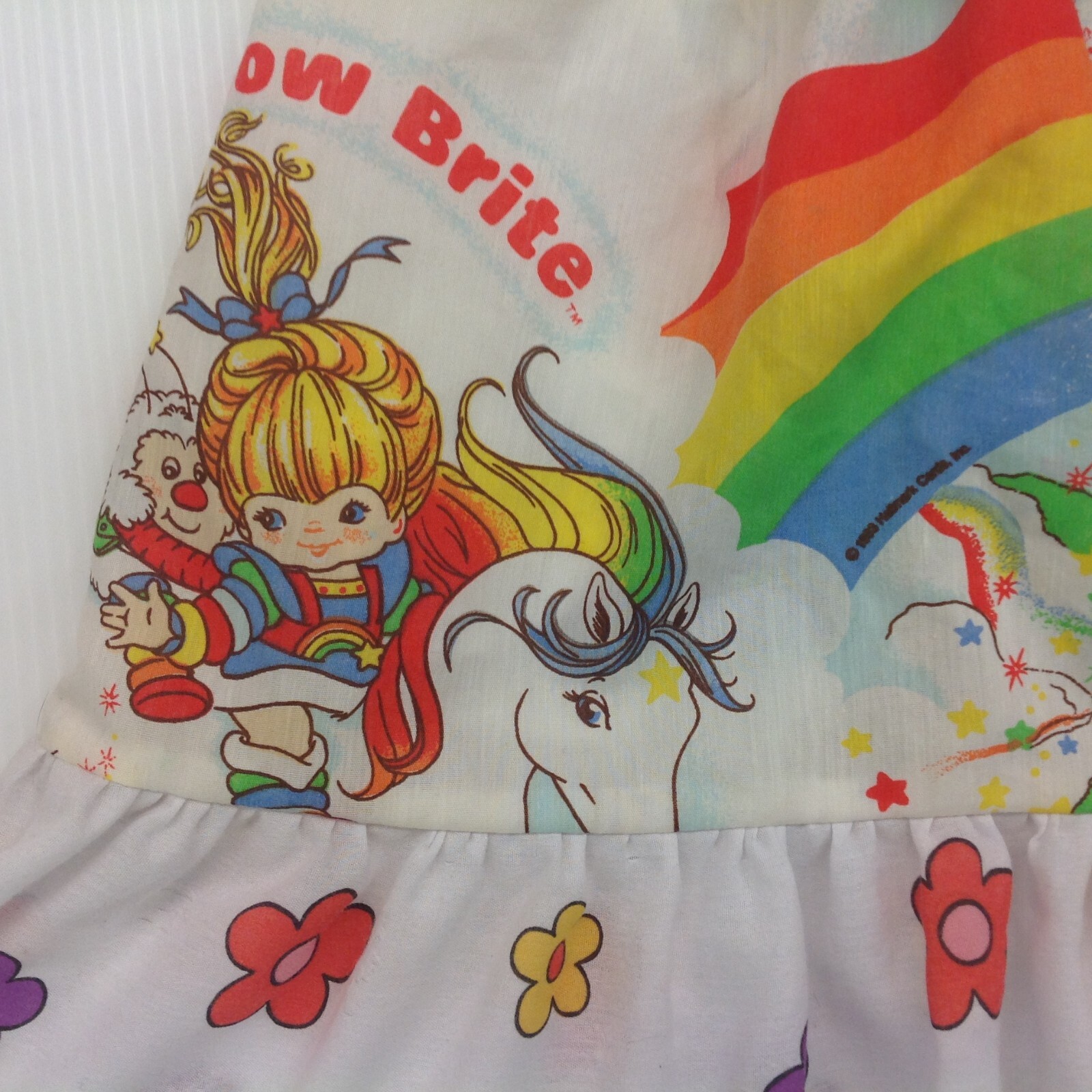 Vtg 1983 Rainbow Brite Child’s Skirt Sewcial Anxiety Upcycle Fabric with Pockets