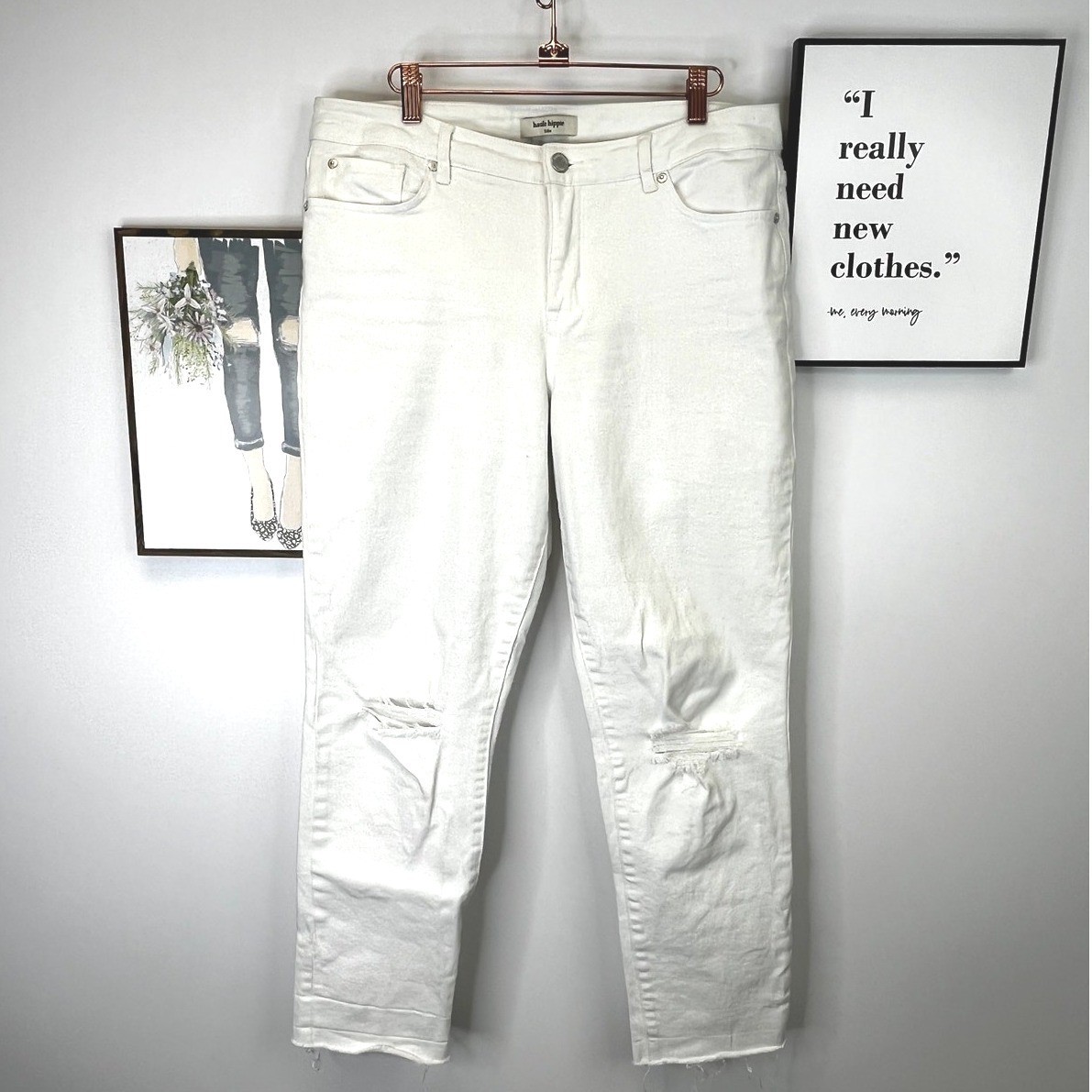 Haute Hippie Tribe White Distressed 5 Pocket Jeans SZ 12