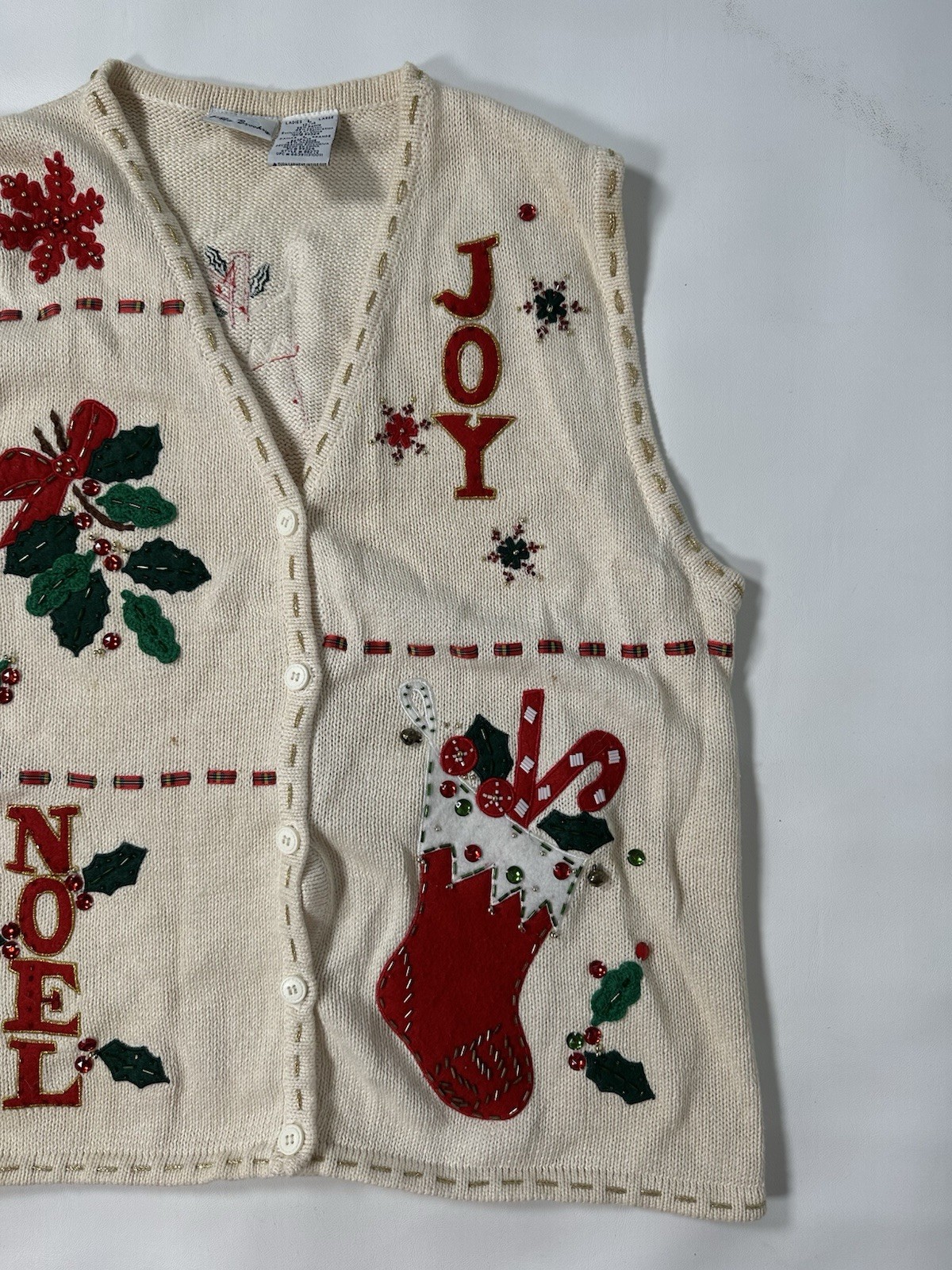 Bobbie Brooks Noel Joy Festive Gifts Red Ugly Christmas Vest Size Large 12/14