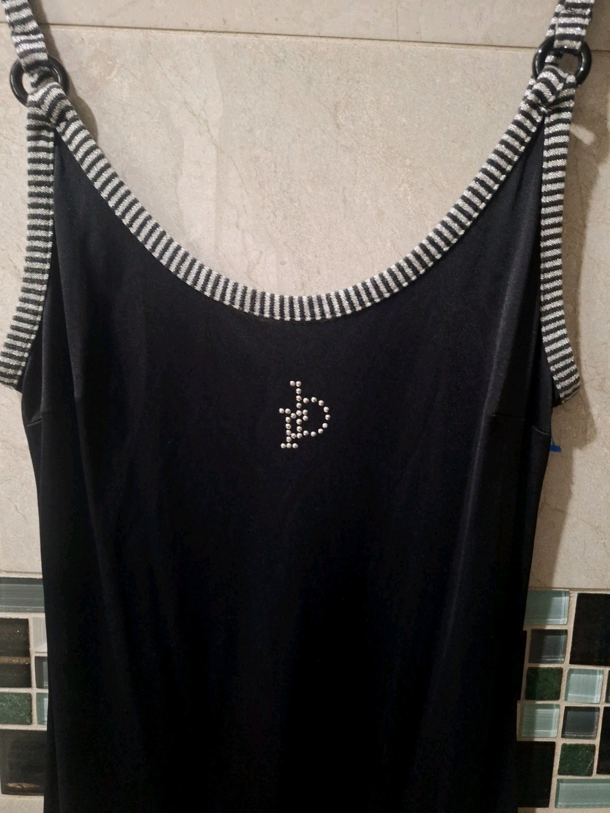 Vintage Rocco Barocco Black Slip Dress 1970s Read Desc