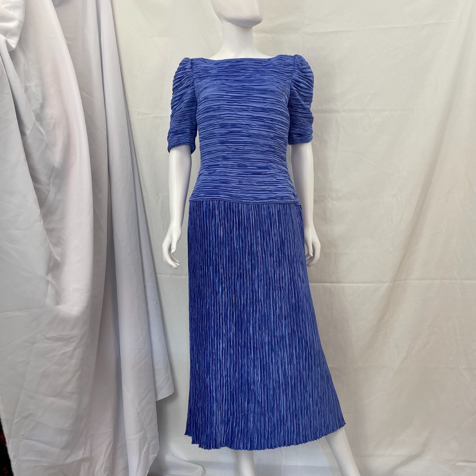 Vintage 1980s Mary McFadden Couture Pleated Cocktail Dress