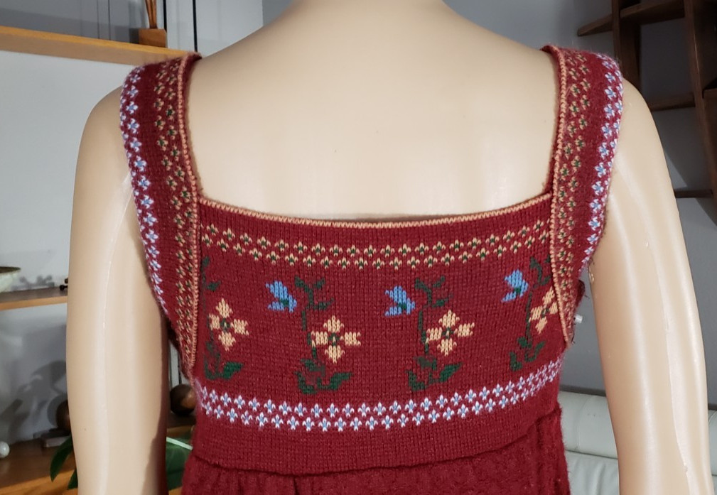 Great Times Vintage 1970’s Floral Acrylic Knit Sweater Dress Hippie Boho