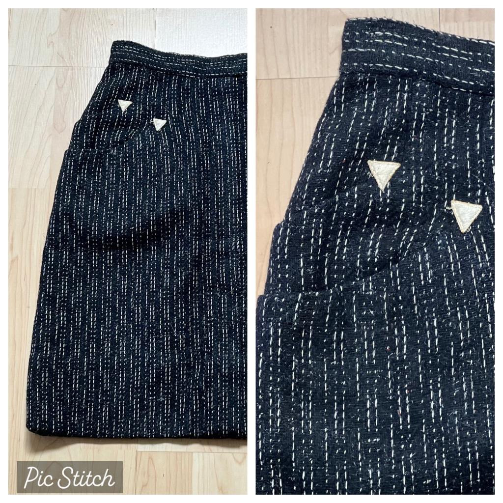 Vtg 1960’s Skirt sz 25 Black w/ White Stripe Pattern NUMODE Zipper