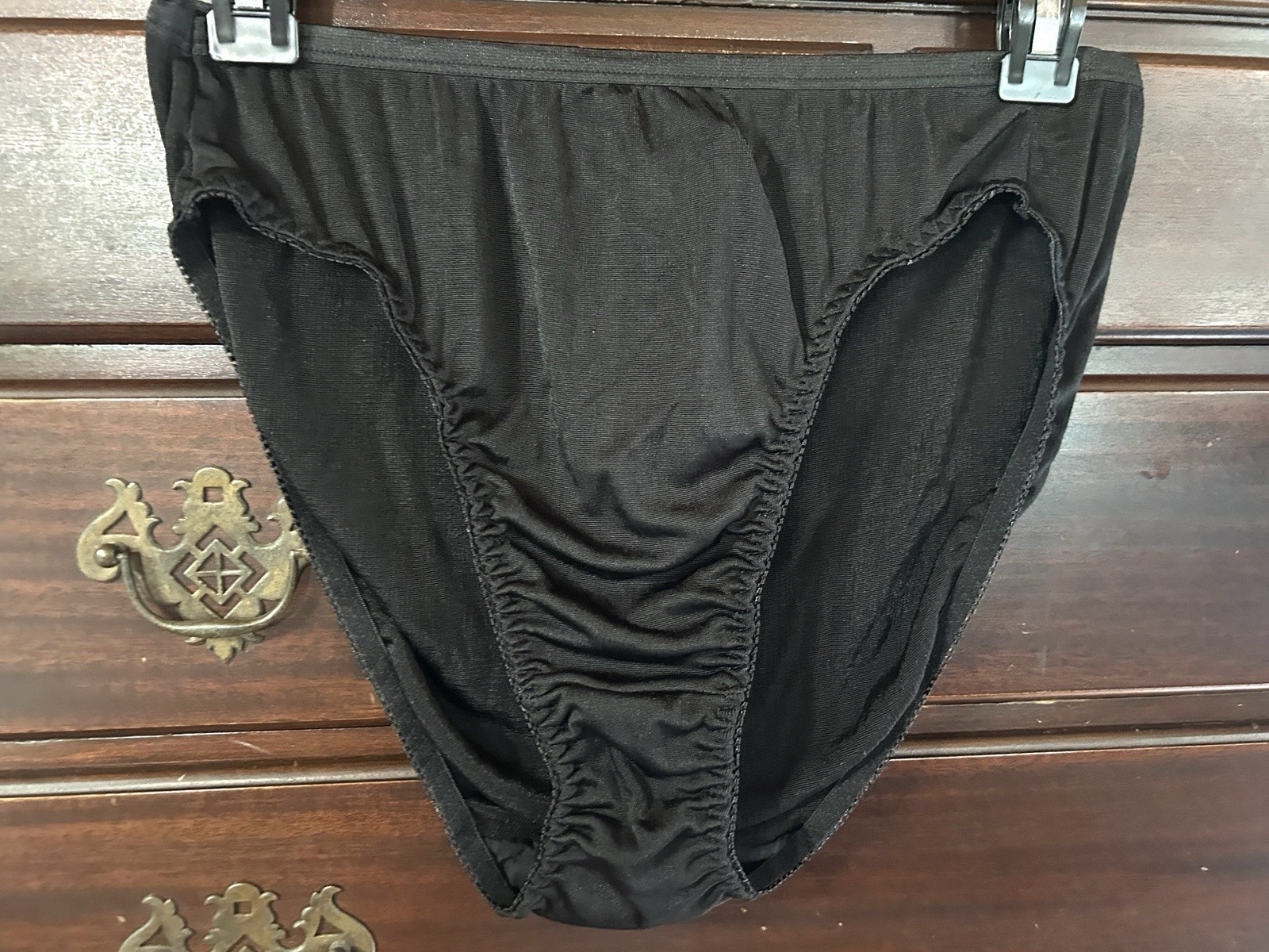 NWT Vtg RENE ROFE’ Feels Like Satin Polyester Hi-Leg 10 Black Panties #418