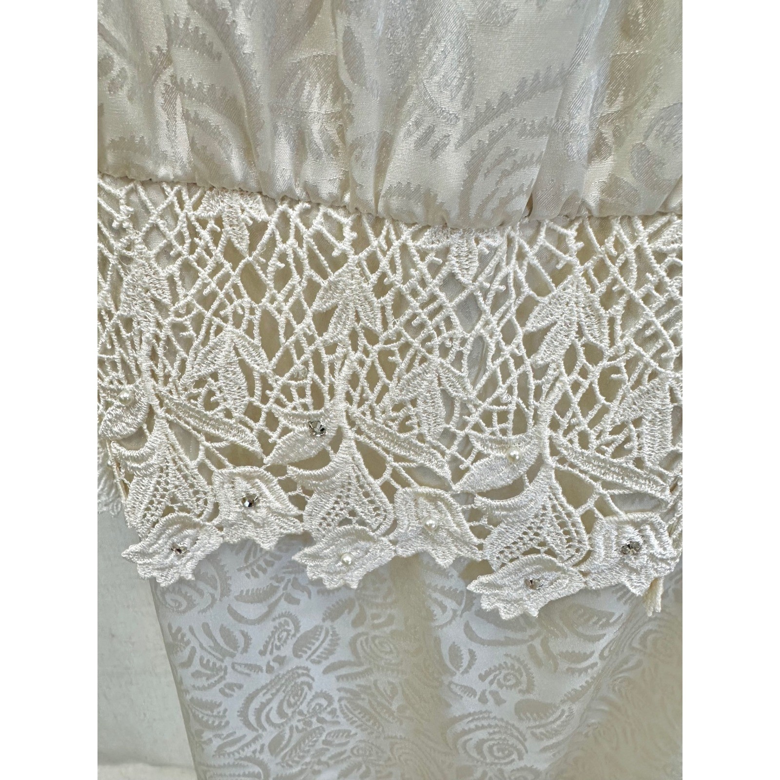 Cachet Bari Protas Floral Damask Lace Drop Waist Dress Womens 12 Cream Ivory 80s