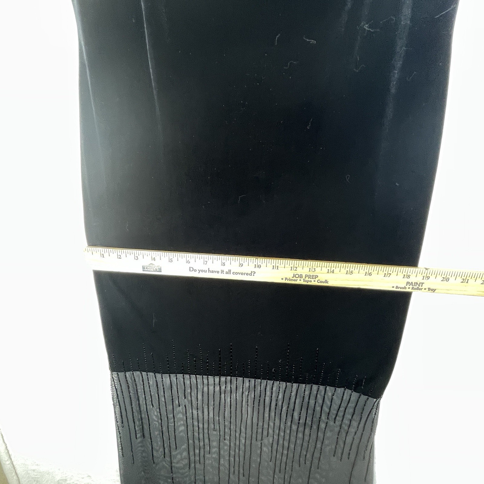 Vintage 90s Y2K Niki Livas Velvet Maxi Dress Size 12 Black Beaded Sheer Bottom