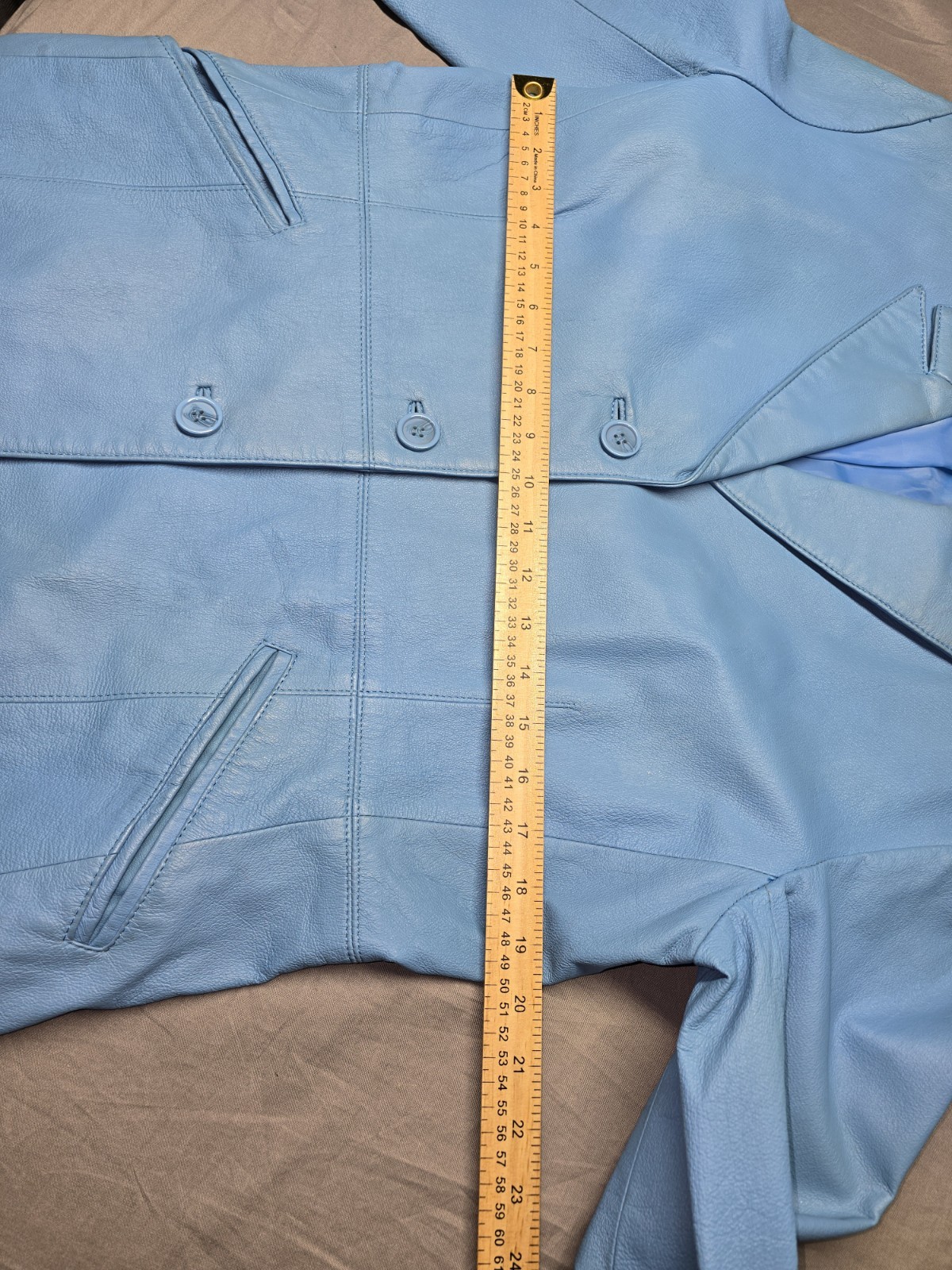 Vintage Newport News Styleworks Womens Blue Leather Blazer Jacket Size 16