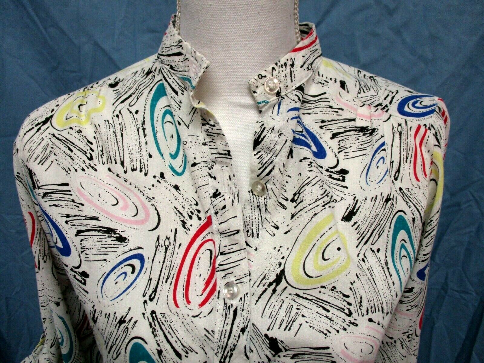 Vintage Blouse 1980s 1990s Color Swirl Jennifer Gail USA no size-see measurement