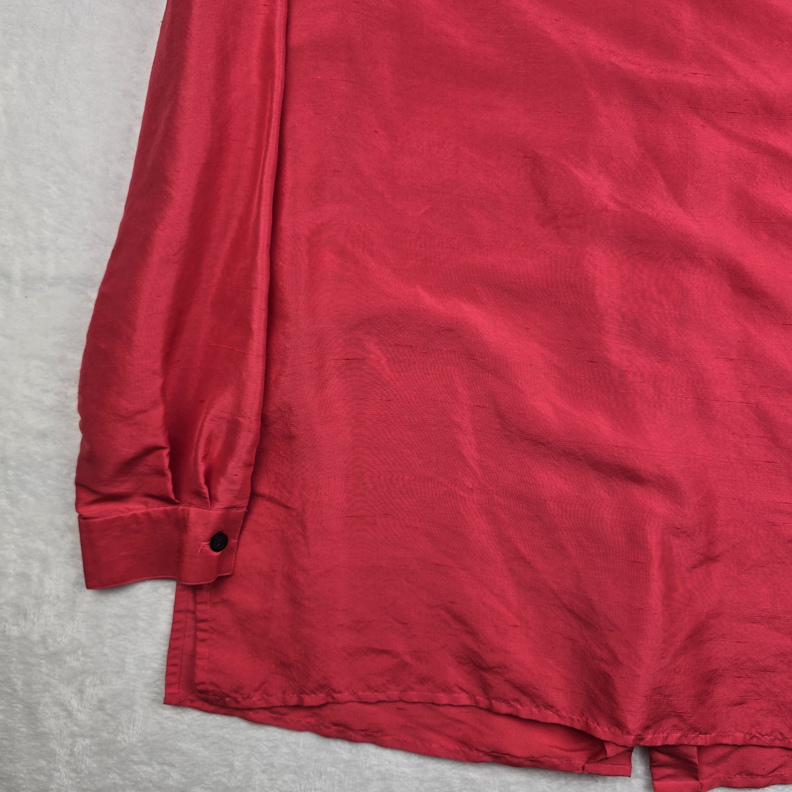 Vintage Joan Leslie Silk Blouse 14 Pink Fuchsia Long Sleeve Button-up Grannycore
