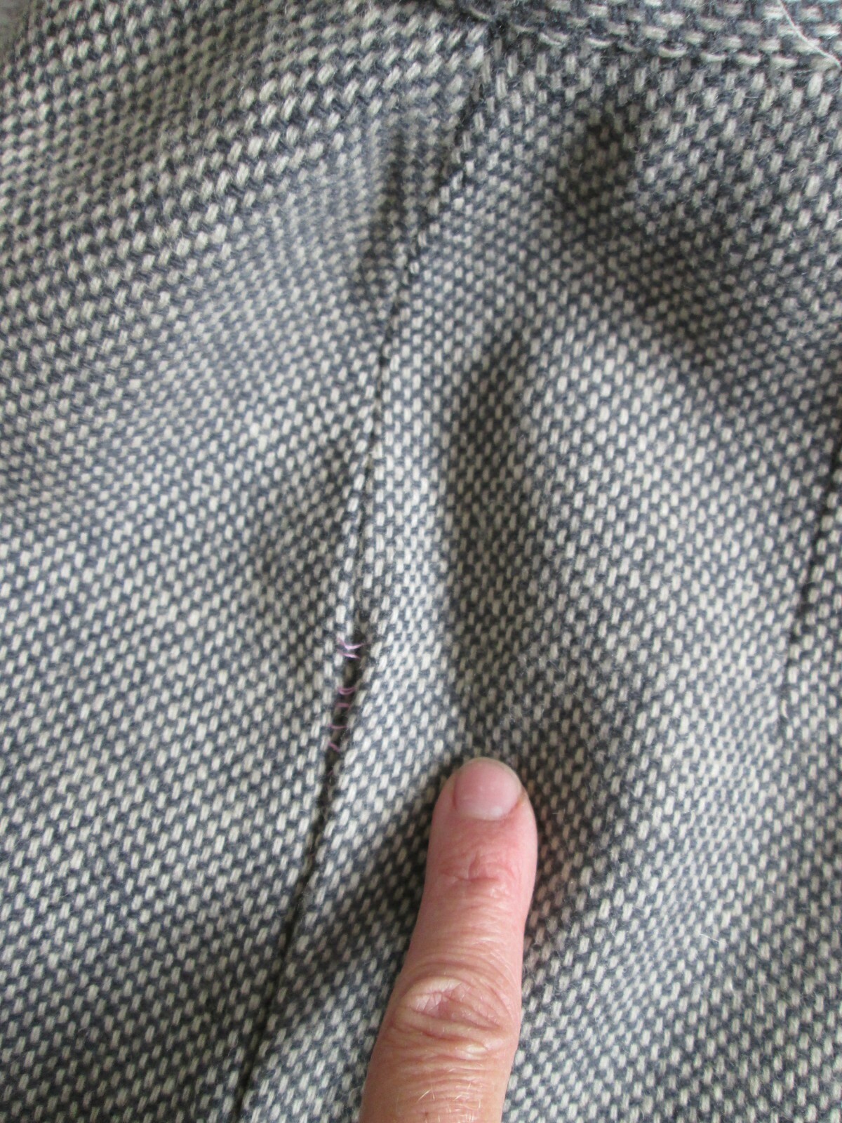 VTG Original Suit Skirt Set Jacket Medium Wool Gray White Purple Checkered Lined