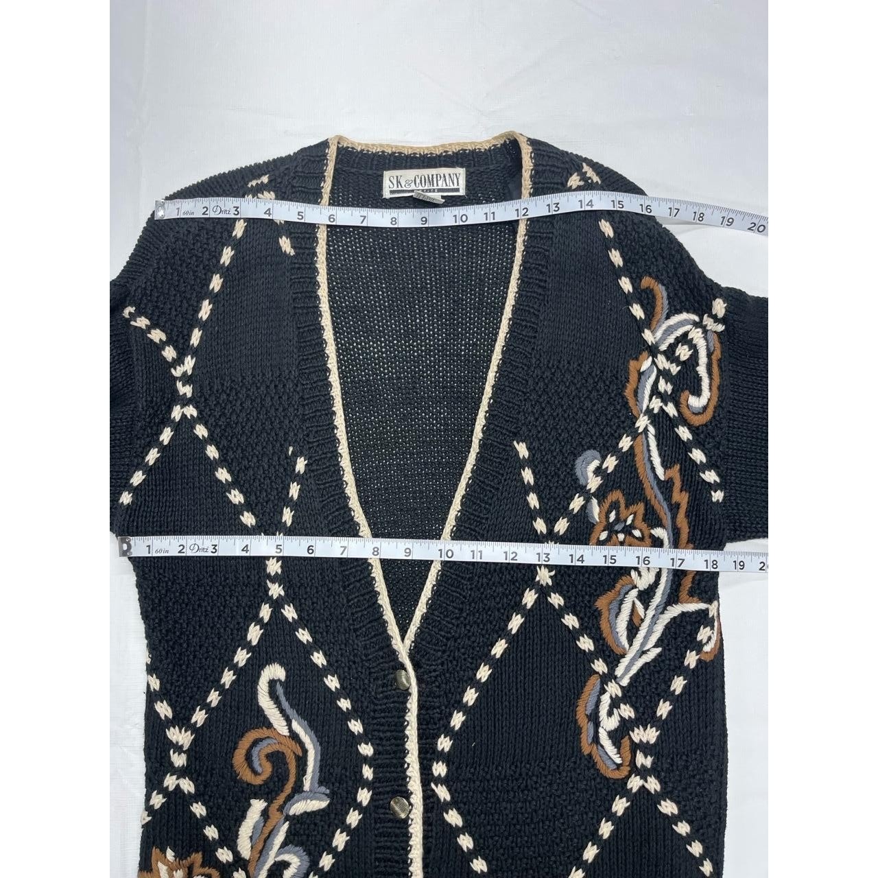 Vintage SK & Company Women’s Multicolor Cotton Blend Embroidered Cardigan Size P