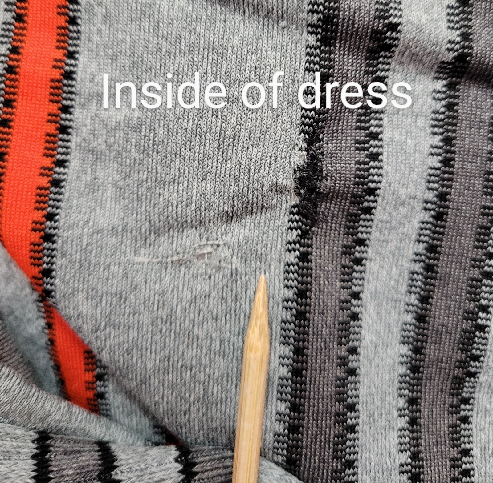 Vtg Grey Button Down Dress w Dark Grey & Orange Stripes & Tie Belt Size M?