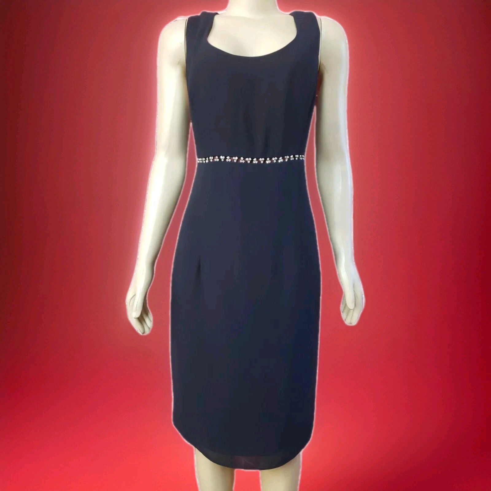 After Dark Vintage Size 15/16 Navy W Rhinestone Women’s Dress #W2