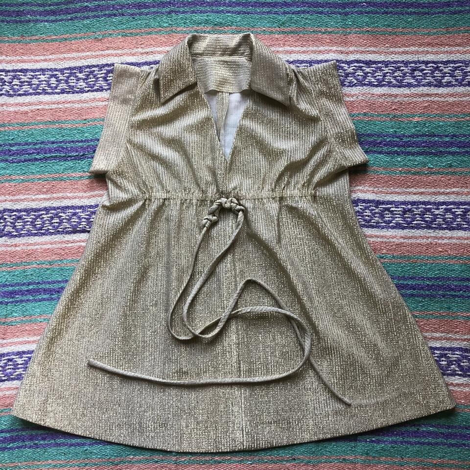Vintage 1960s 70s gold lamé Groovy gogo Disco mini dress
