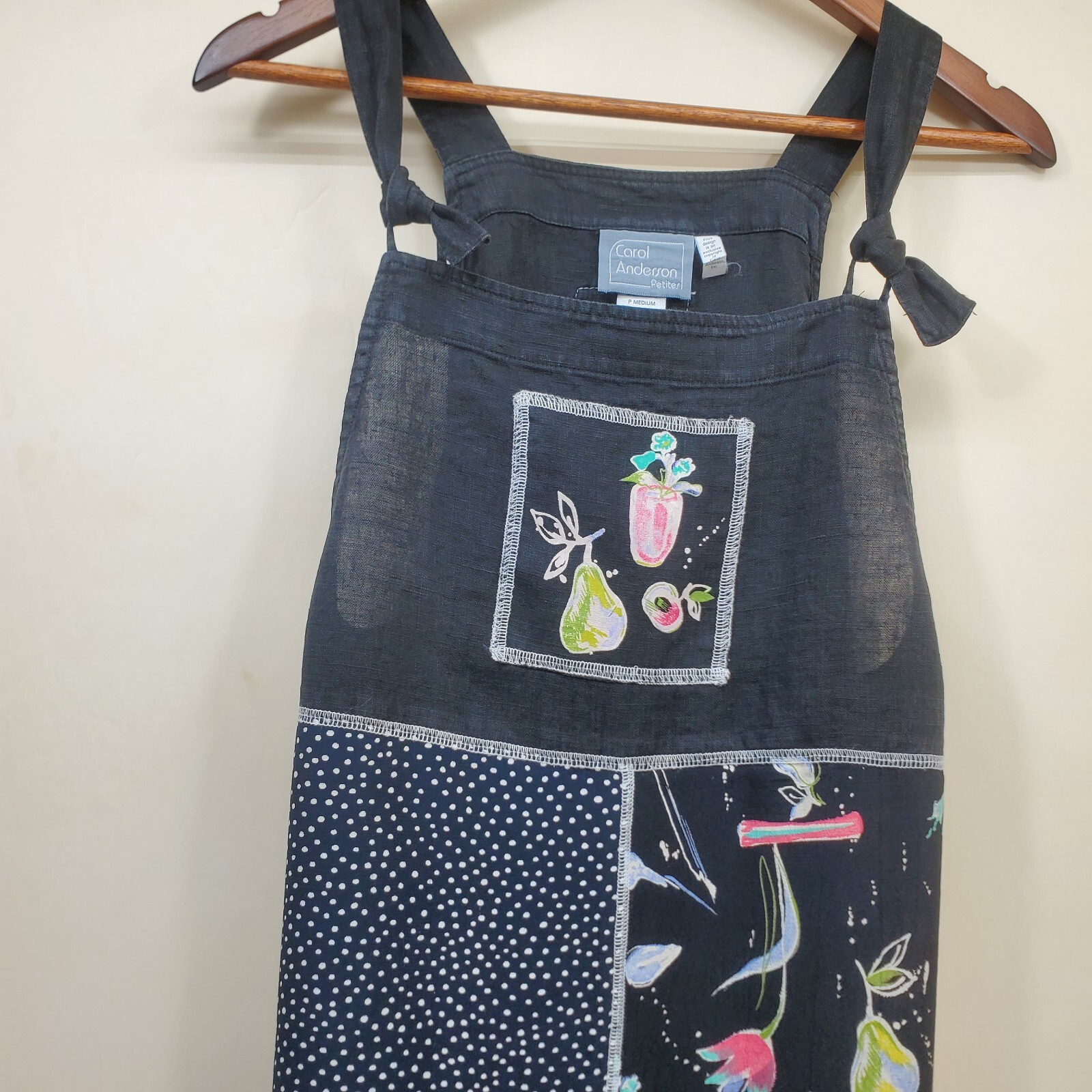 Vintage Carol Anderson Linen Overall Dress Party Bohemian Women’s Small Petite
