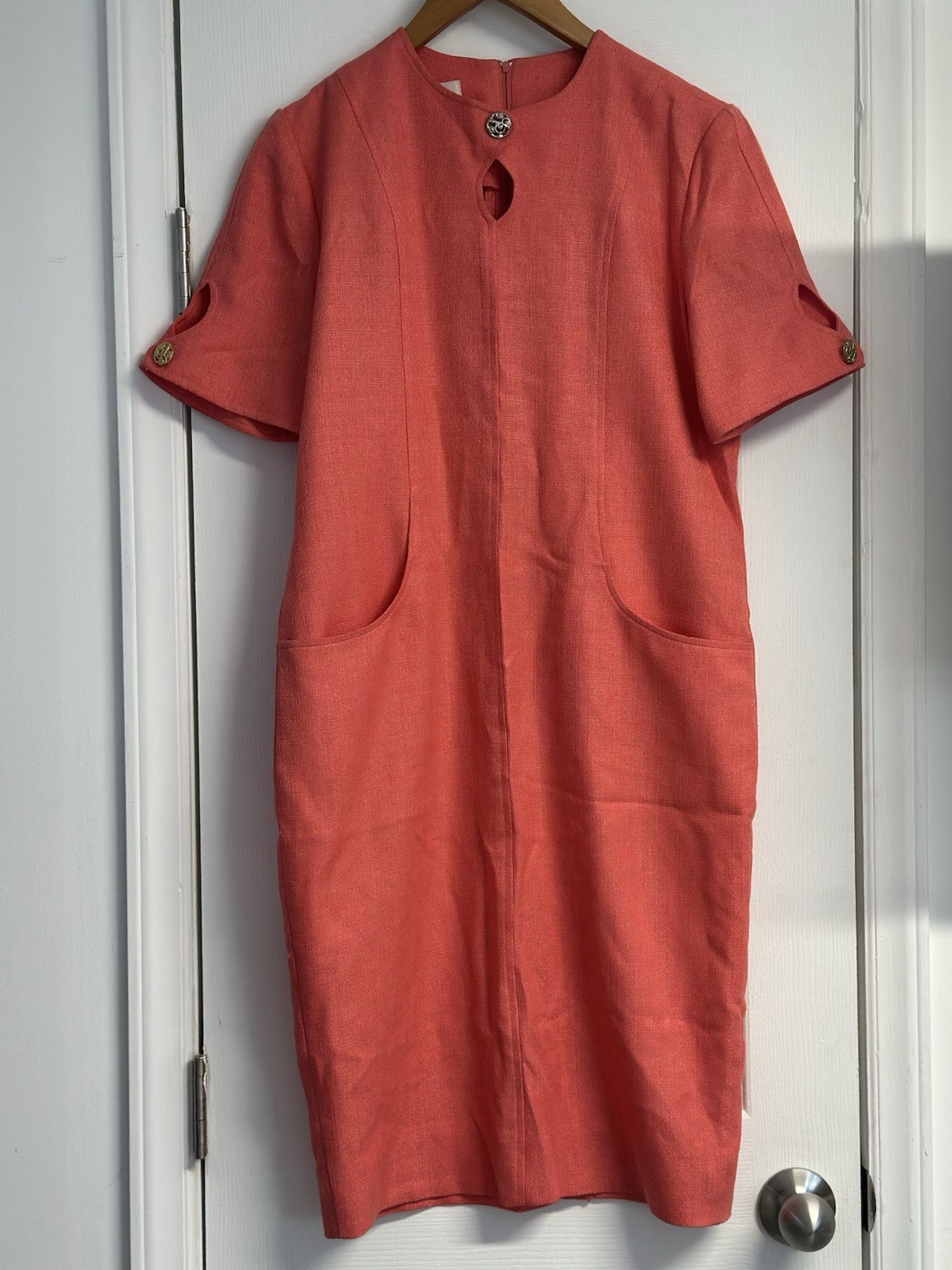 1960s Henry Lee Vintage Classy Glamour Dress in coral Salmon pink