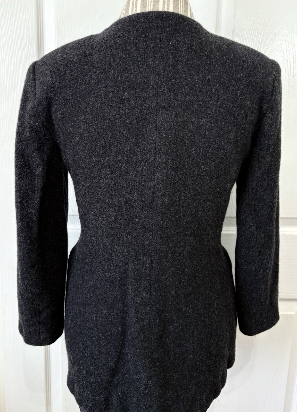 Vintage Oleg Cassini Womens Charcoal Gray 100% Pure Wool Coat Size MP