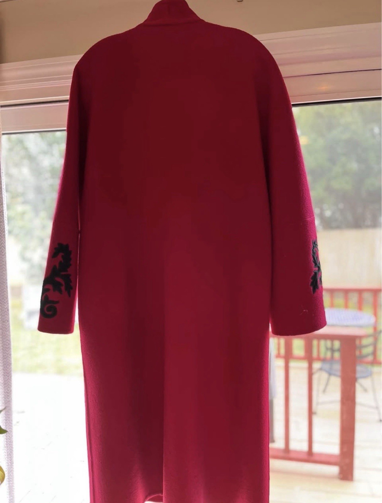 Emilio Pucci Red Wool Long Overcoat Coat Size 10 Button Closure Pockets