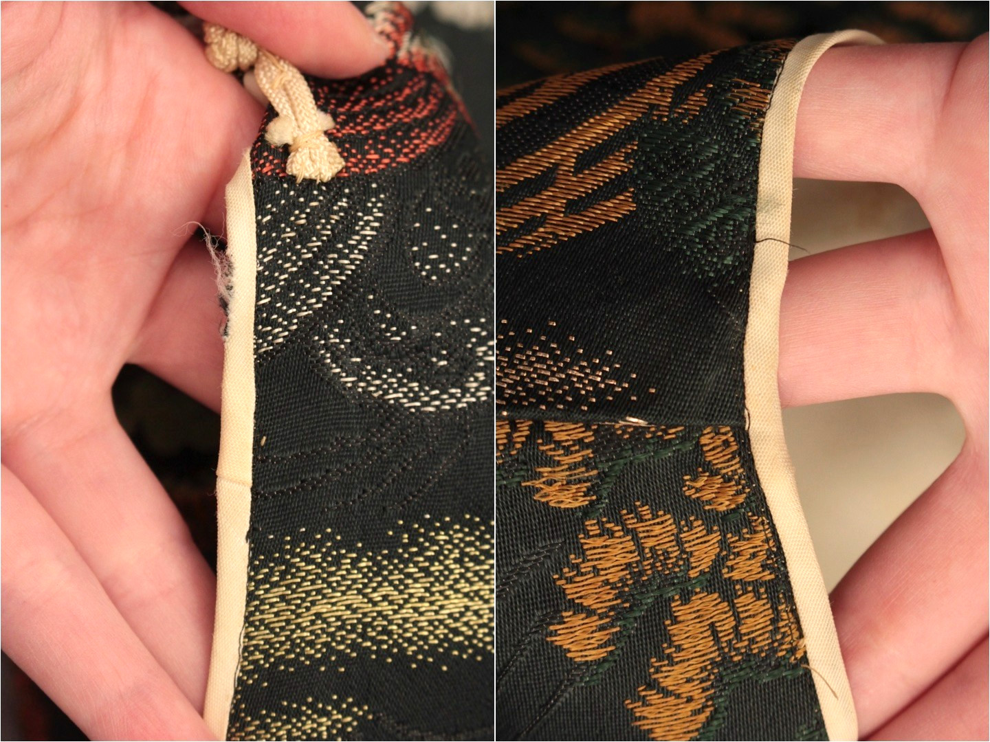 VTG Women’s 50s Black Multi Color Brocade Cheongsam Dress Sz S/M 1950s Jacquard