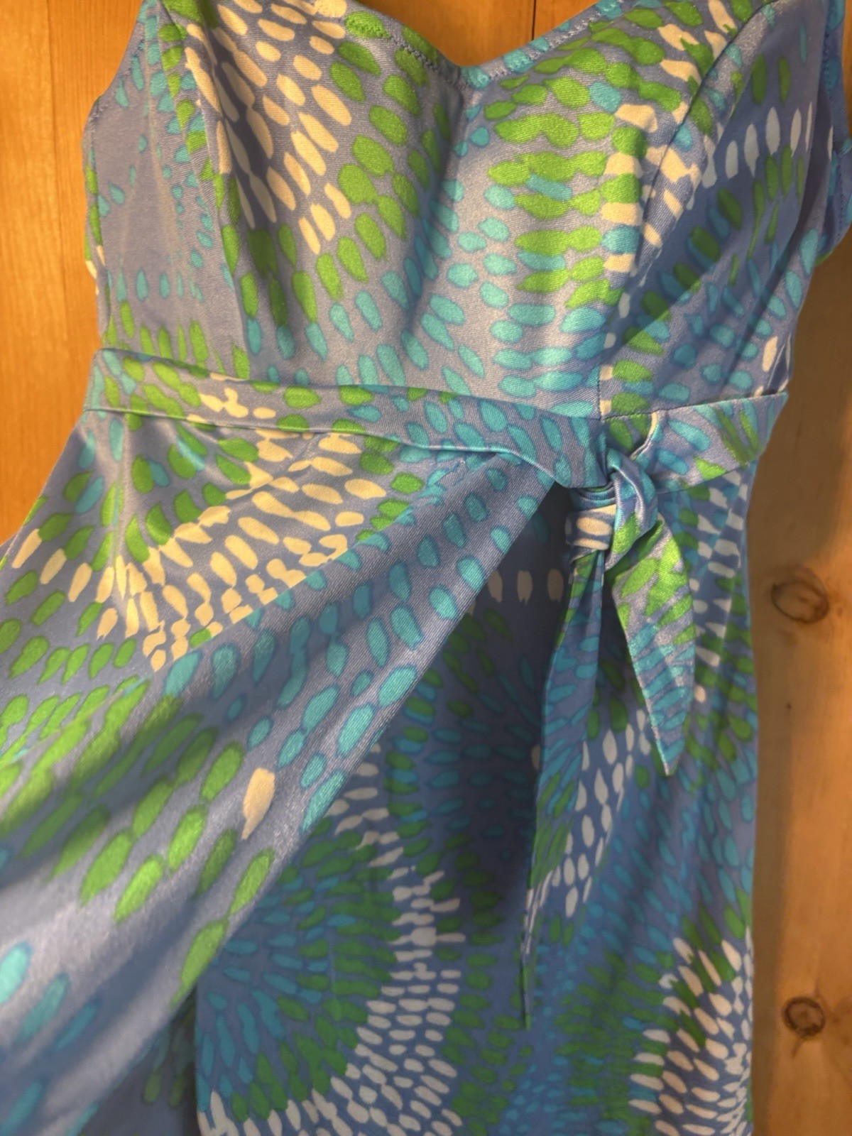VTG 60s DeWeese Design Mini Swimdress Blue Floral Built In Bra Bust 36” Read