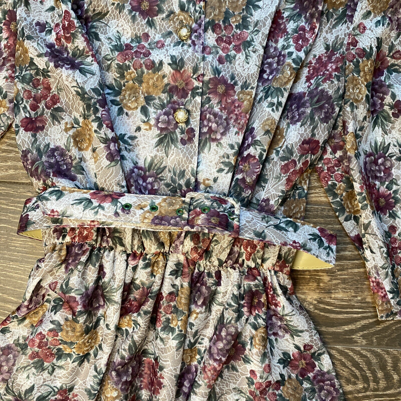 VTG 70s 80s California NEW LOOKS Floral Belted Tea Day Dress AUTHENTIC