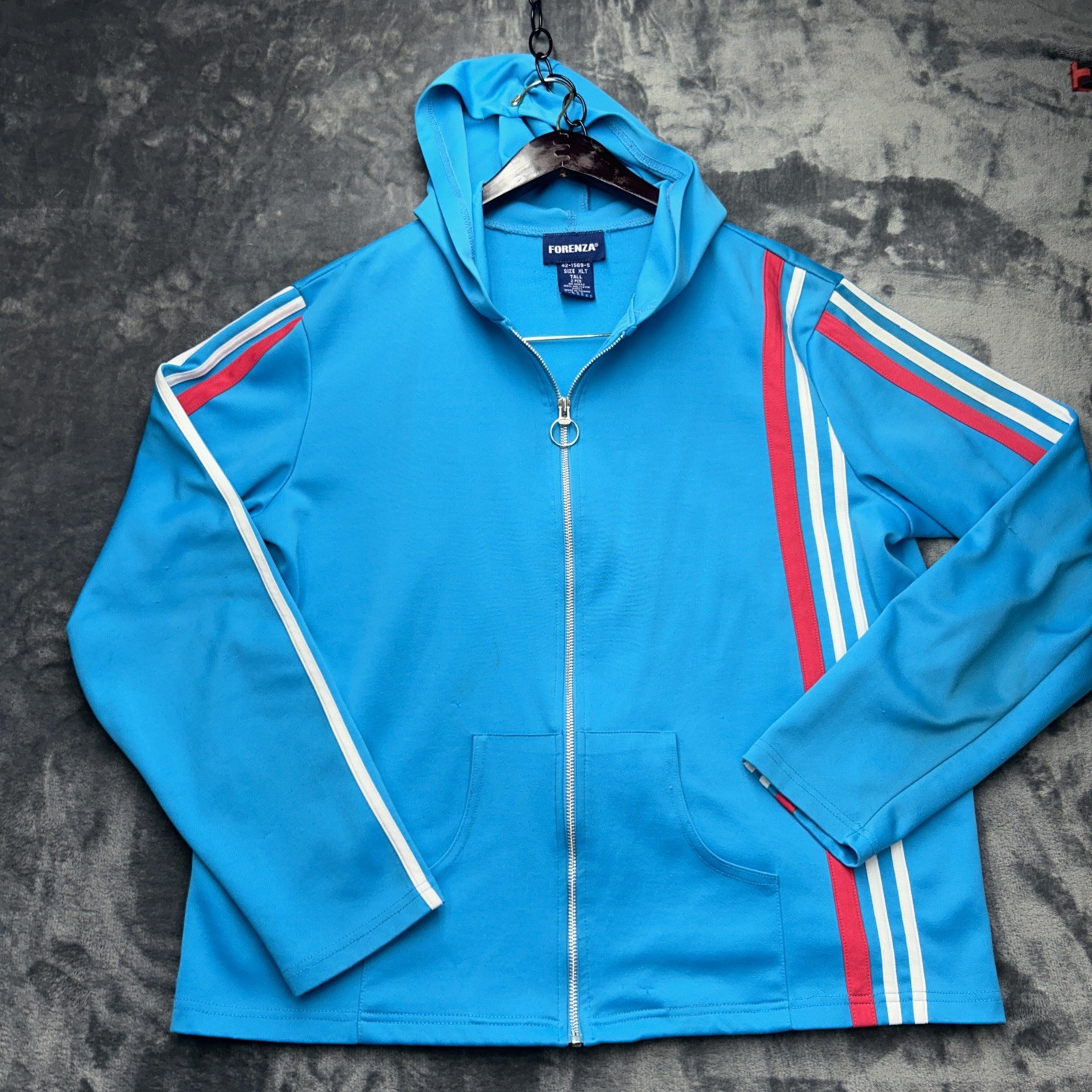 Vintage Forenza Track Jacket Full Zip Vintage Stripes Teal Blue Xlt Tall