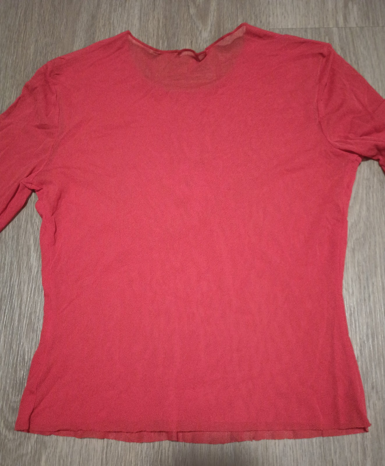 Vtg 90s Orange Sheer Mesh Fishnet Embroidered Sequin Artsy Floral Top Blouse XS