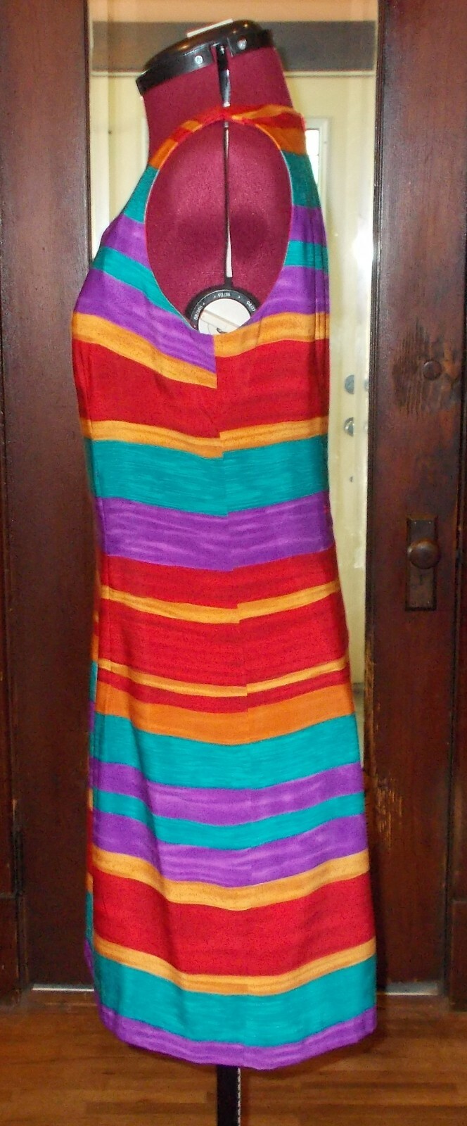 VTG 1990s Jessica Howard Multi-color Stripe Mini Dress Size Petite 10 USA ^