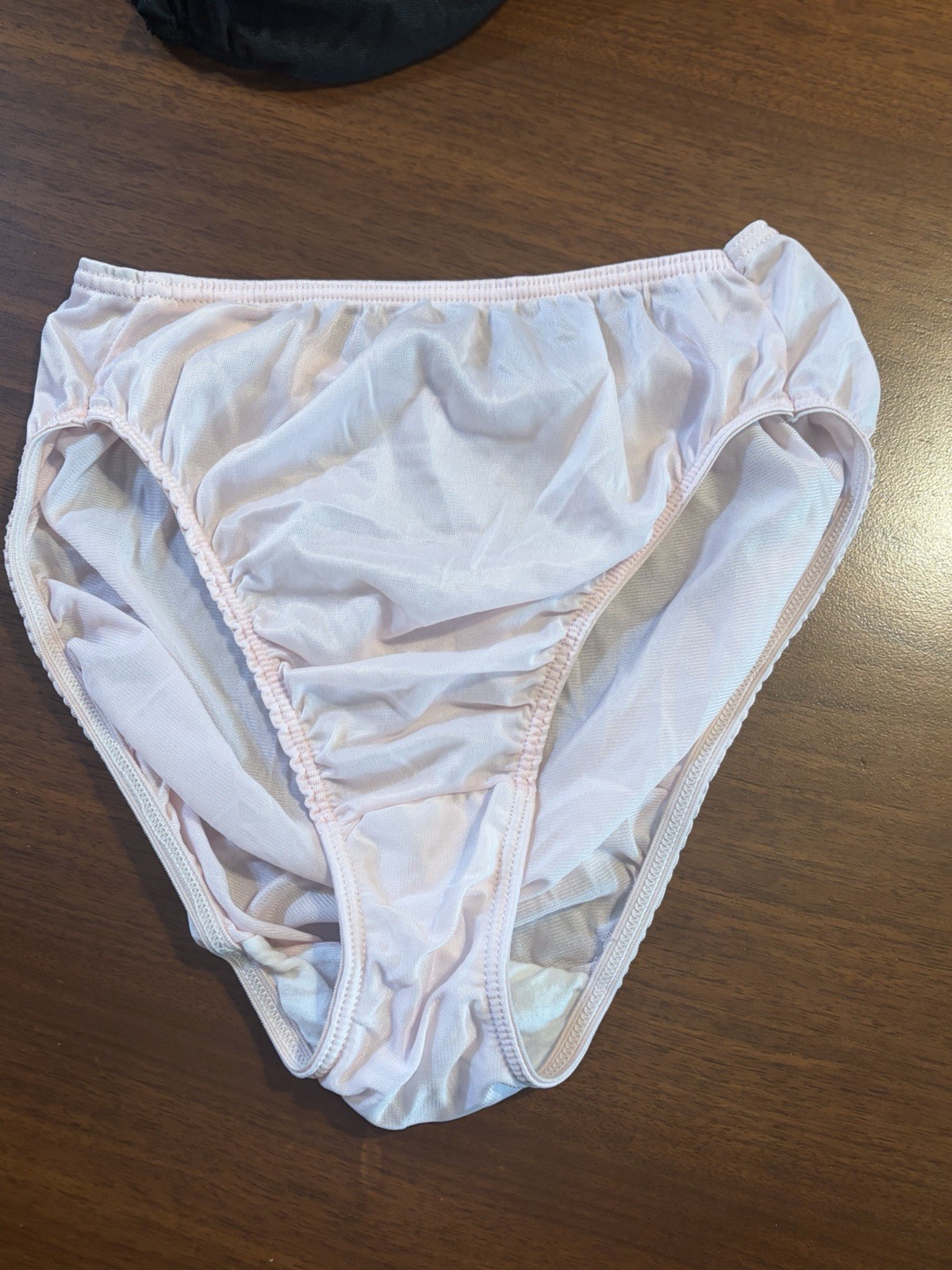 VTG Pink Nylon Hi Cut Panties Small