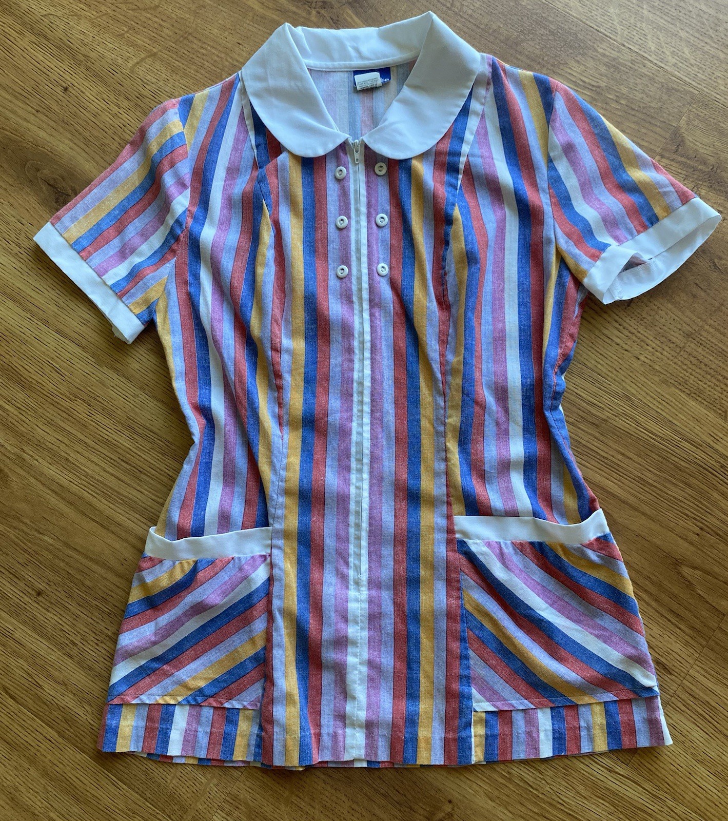 Vintage Candy Striper Top Size Small Vintage K-Lete Collared Striped Shirt