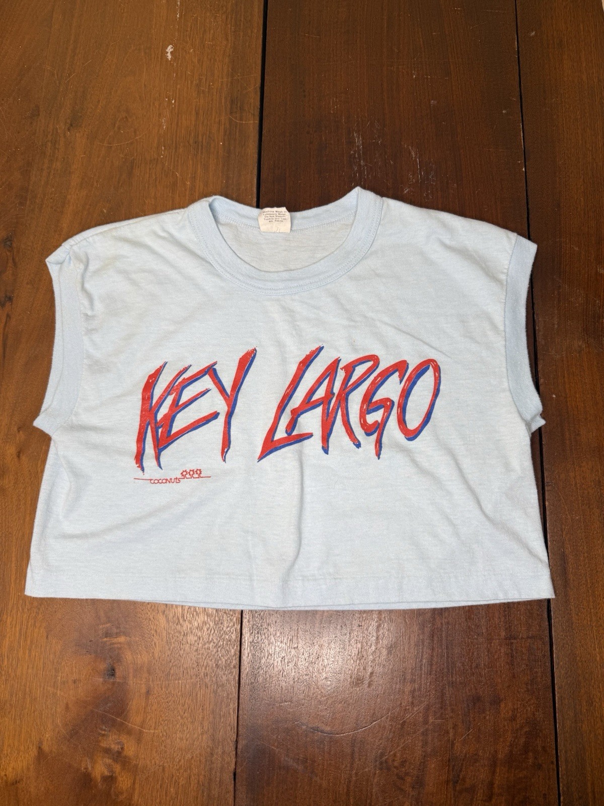 KEY LARGO COCONUTS VTG TSHIRT CROP TOP 80’s WEEKEND AT BERNIES SIZE L USA RARE
