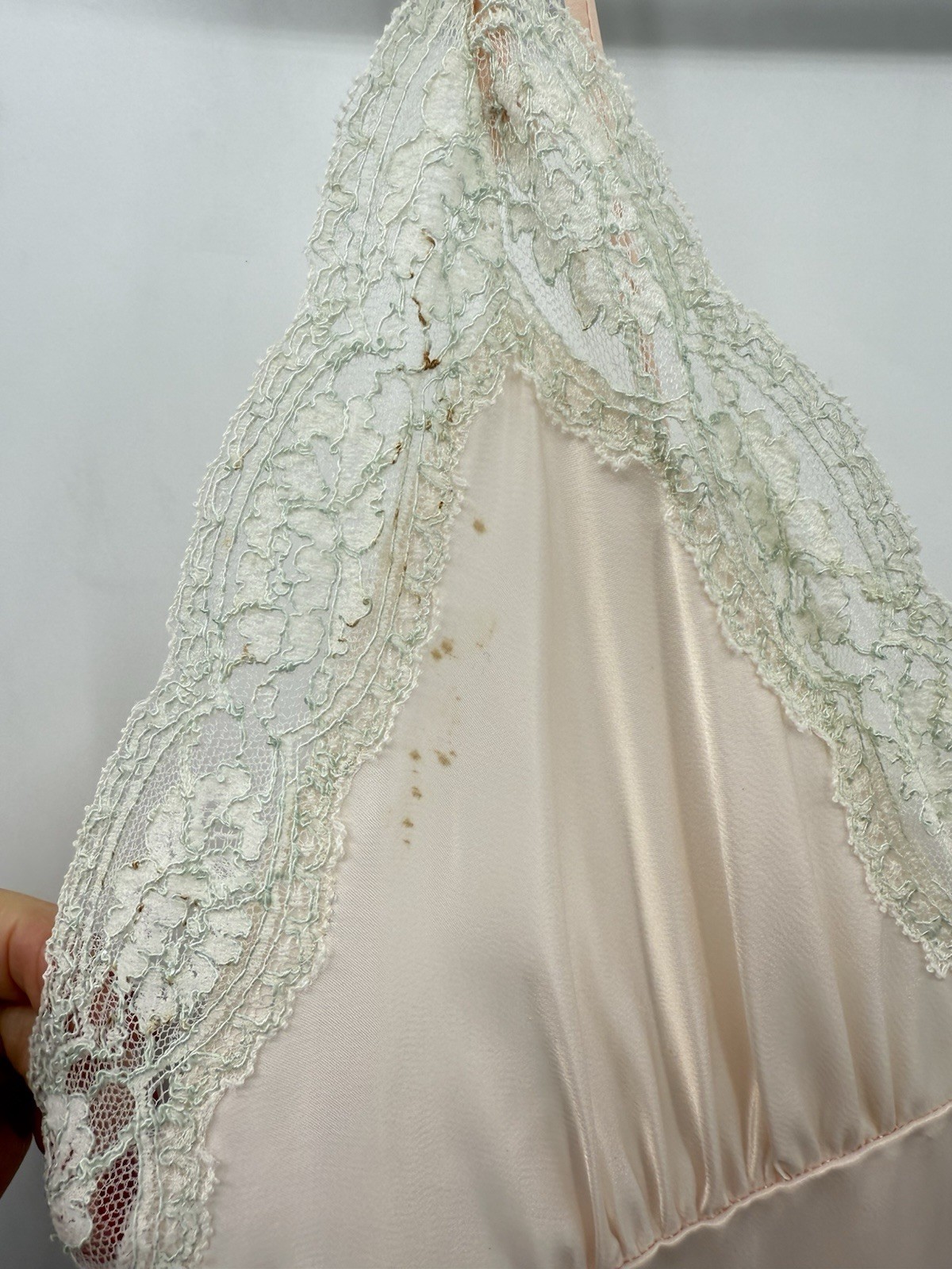 VTG Sears Pink Satin Long Nightgown Sleeveless Lace Trim Lingerie Size 34