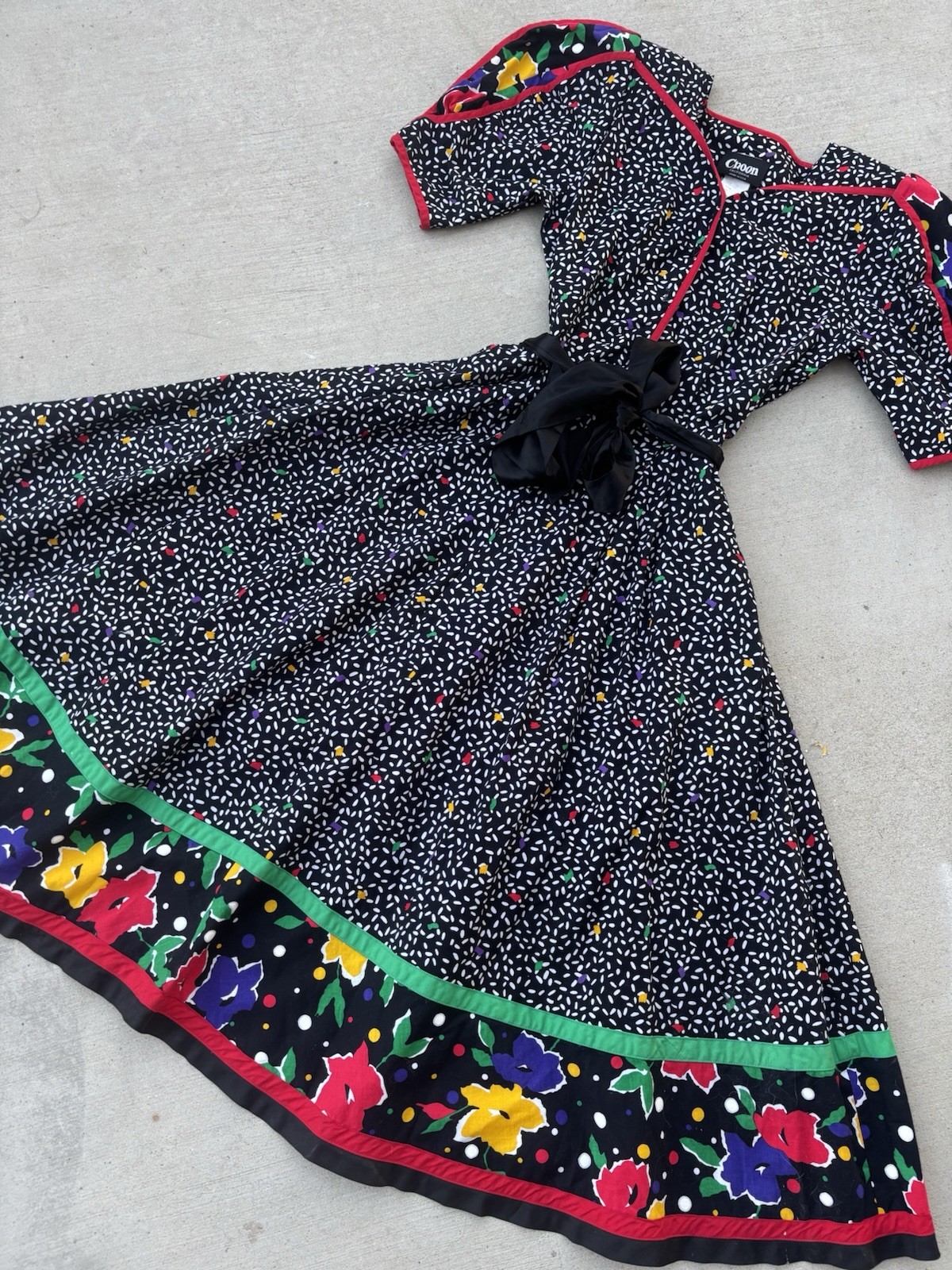 Vintage Choon California Dress Full Skirt Size 10 1980s