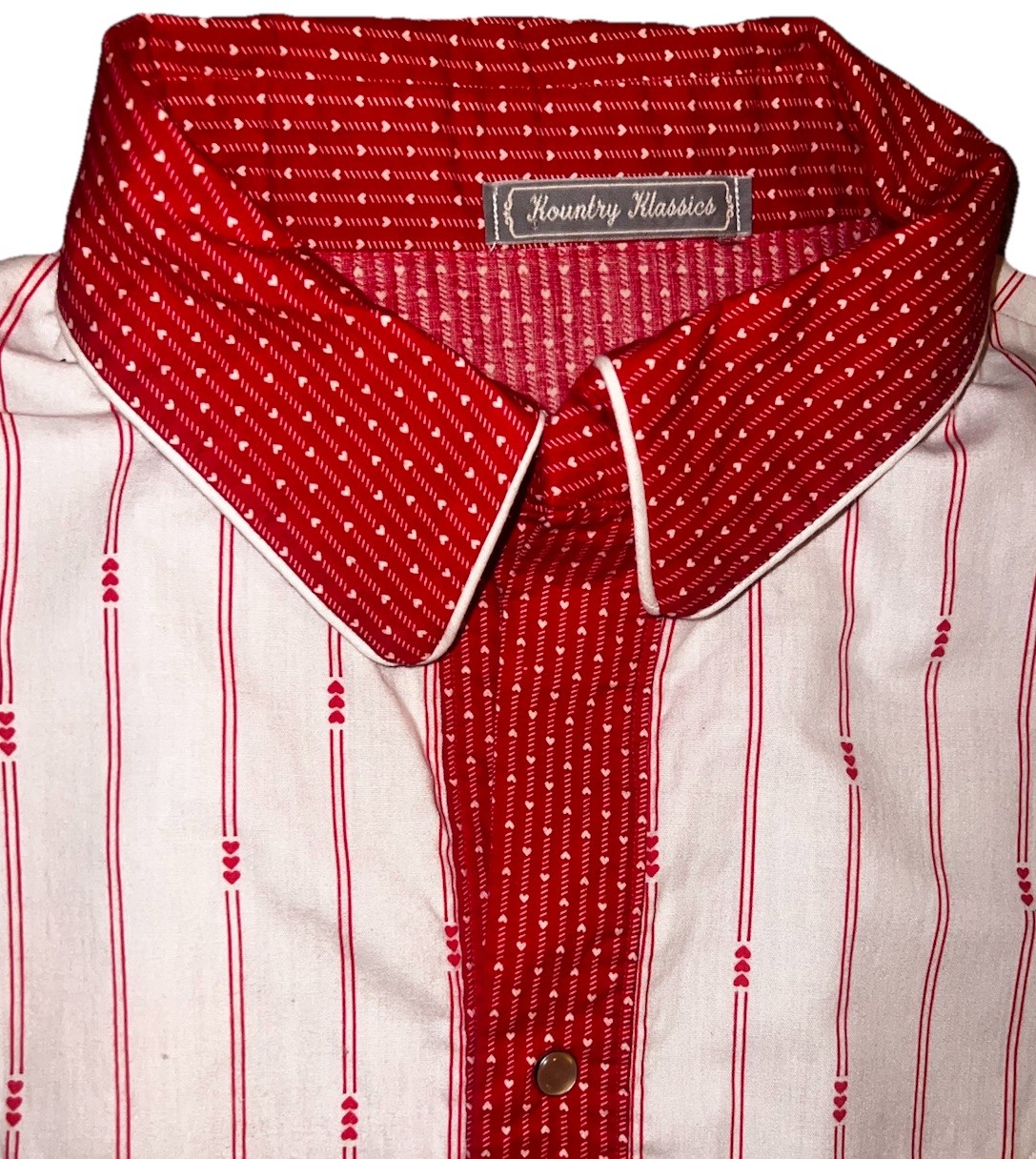 Vintage 80s Heart Pattern Valentine’s Day Men’s Western Shirt L/XL Unisex