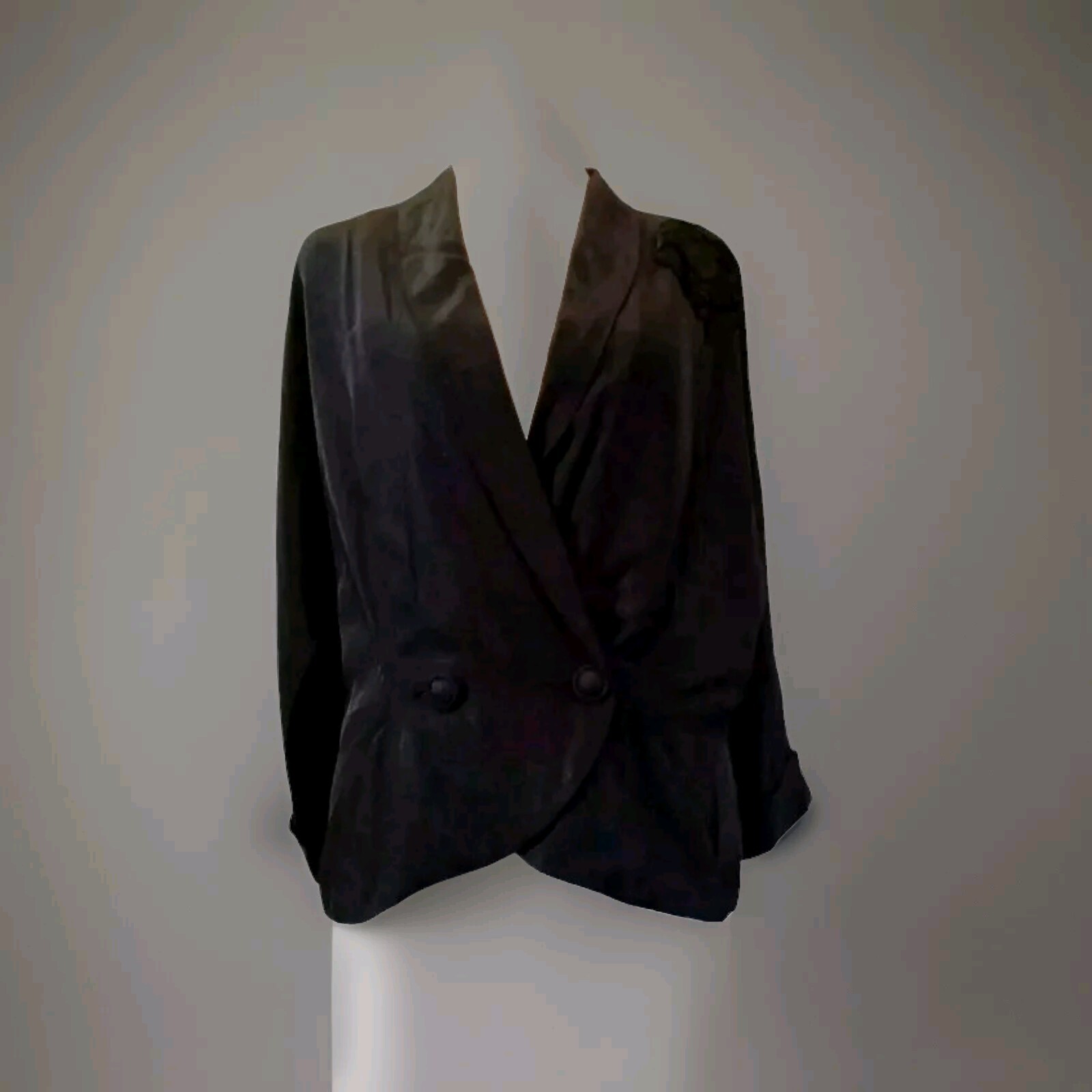 VTG 40s/50s Carol Curtis Original Jet Black Very Fine Faille Fabric Jacket M