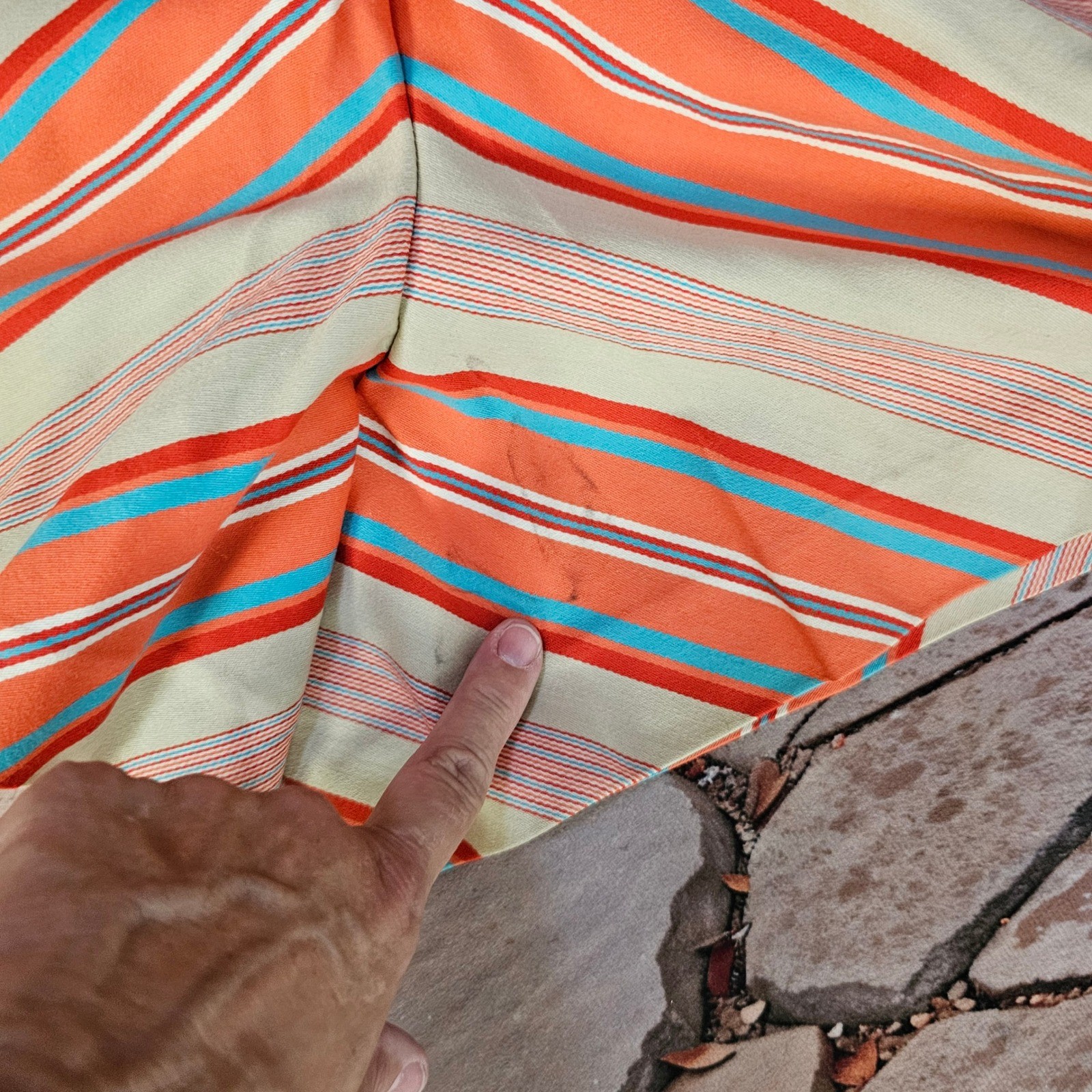 Vintage 1970s Bobbie Brooks Striped High Waisted Shorts Orange Teal Button Front